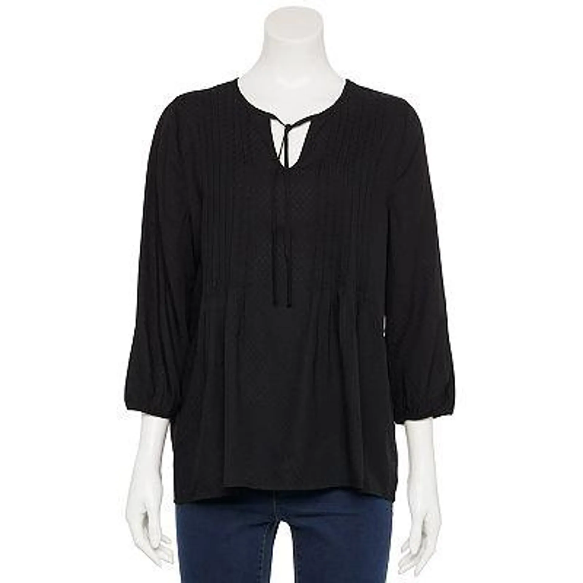 Petite Croft & Barrow® Splitneck Blouse