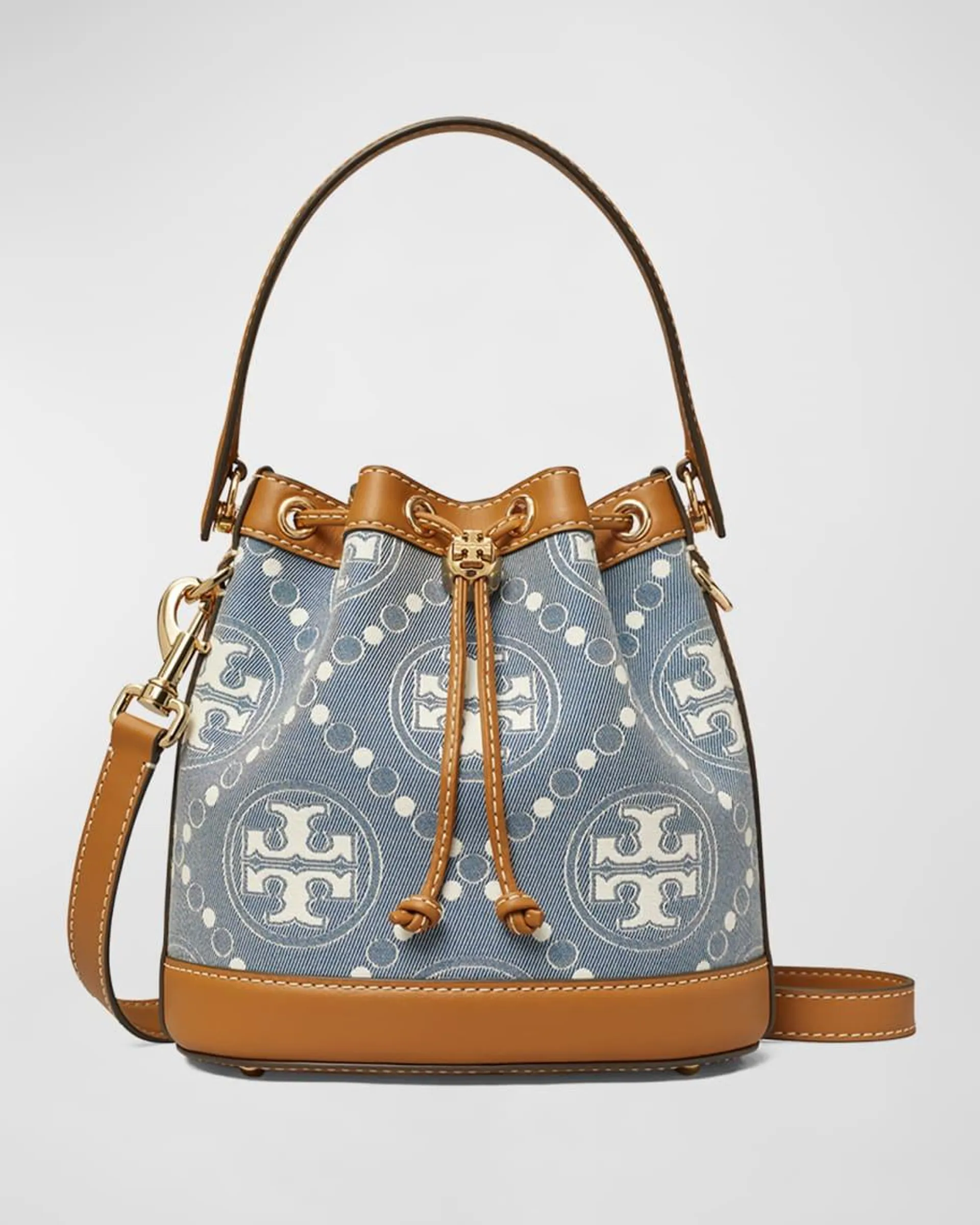 T Monogram Denim Bucket Bag