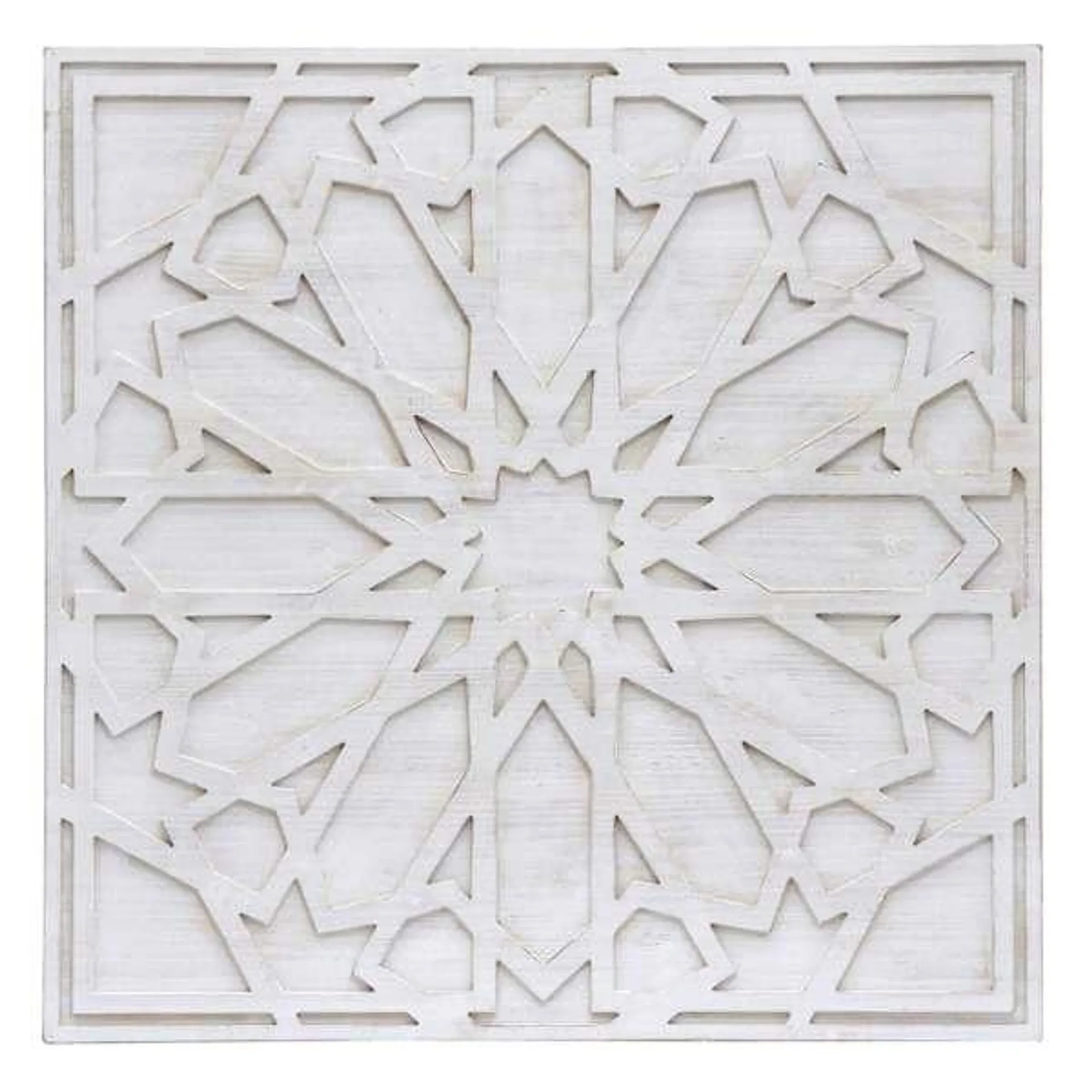 Embossed White Wooden Wall Decor, 34"