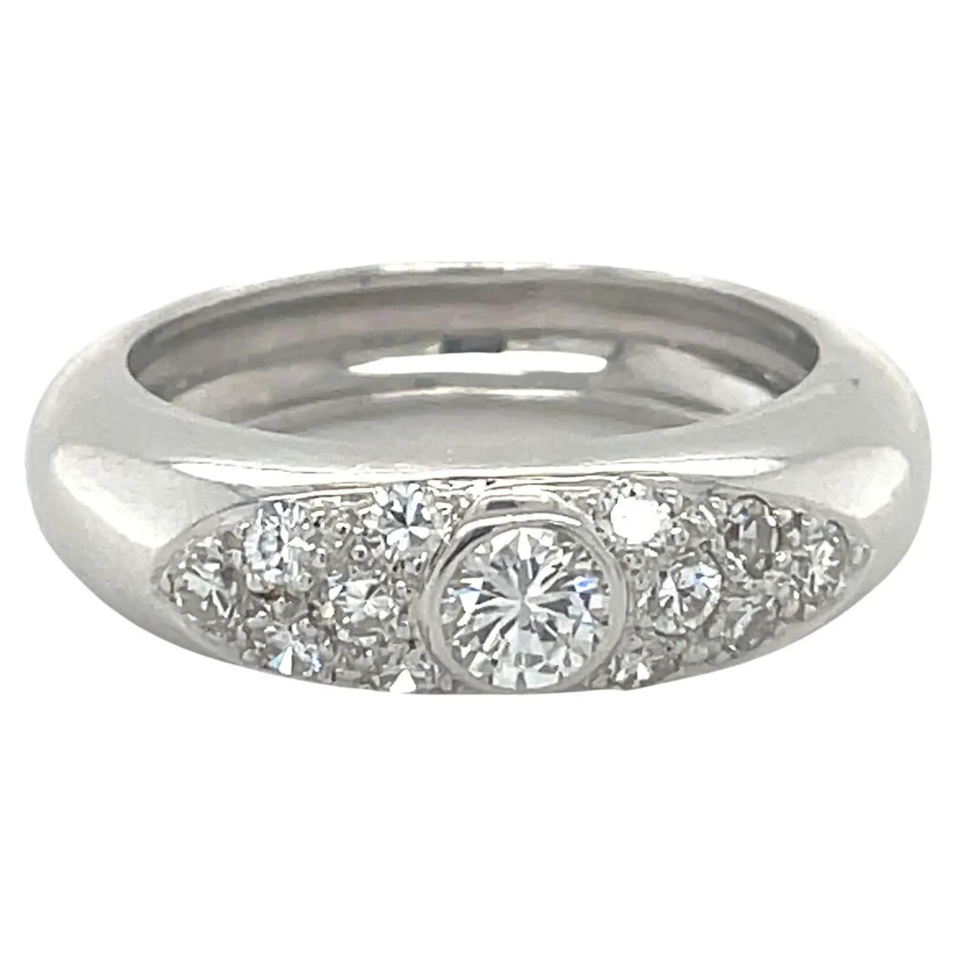 Engagement Diamond Ring, 0.50 Carat Round Natural Diamond, Solid 18k White Gold