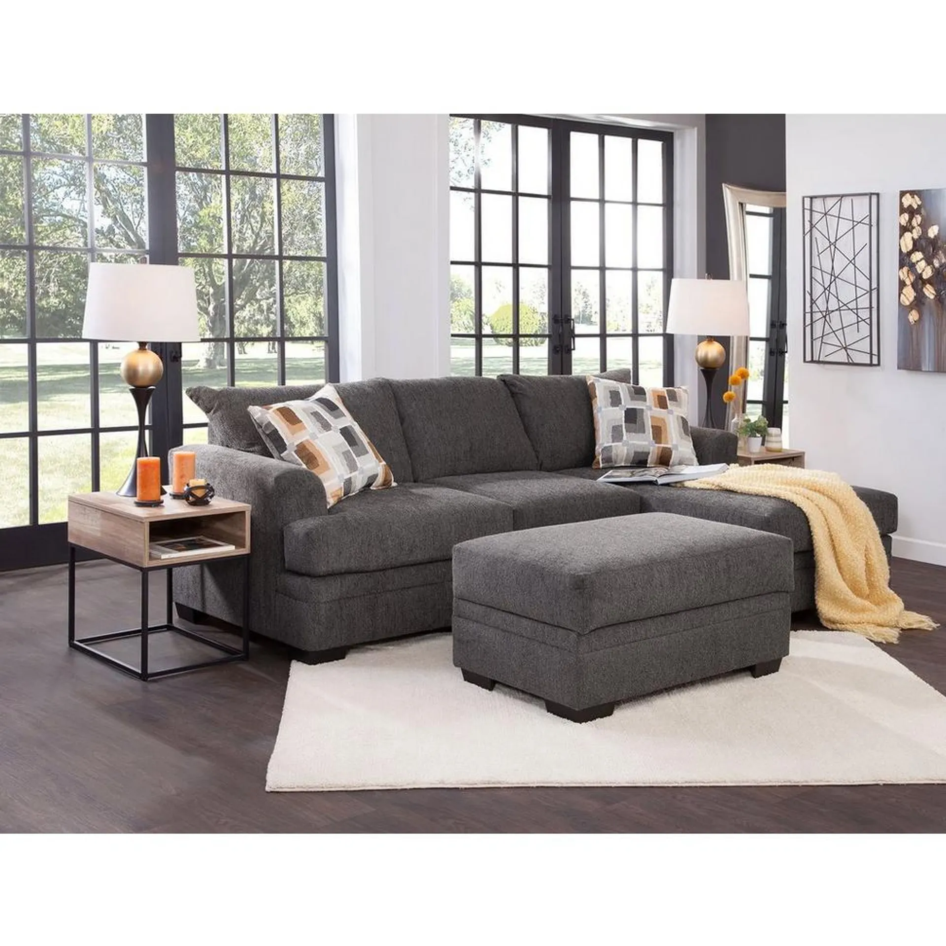 Kendall Chaise Sofa w/ Storage Ottoman