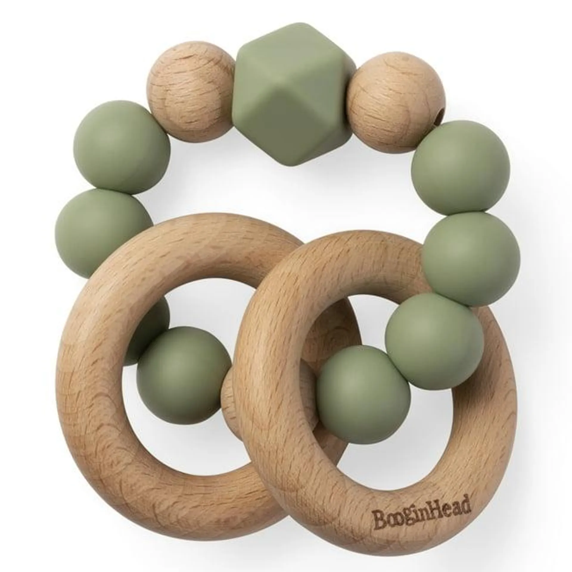 BooginHead Wood and Food-Grade Silicone Beaded Teething Rings