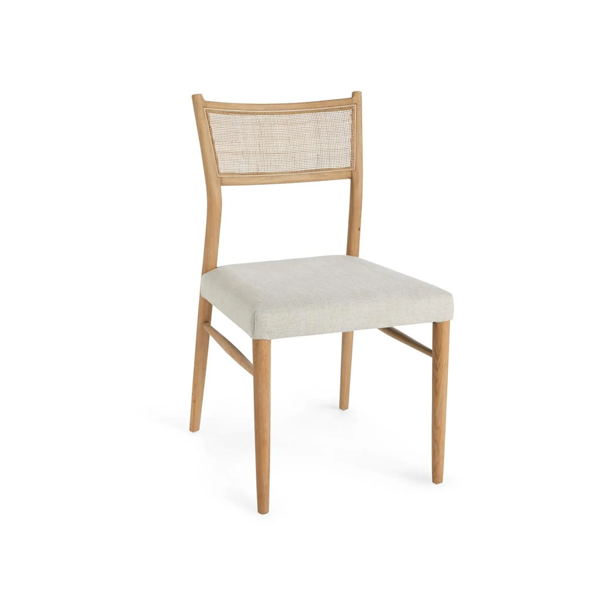 Oak & Rattan-Back Dining Chair, Set of 2