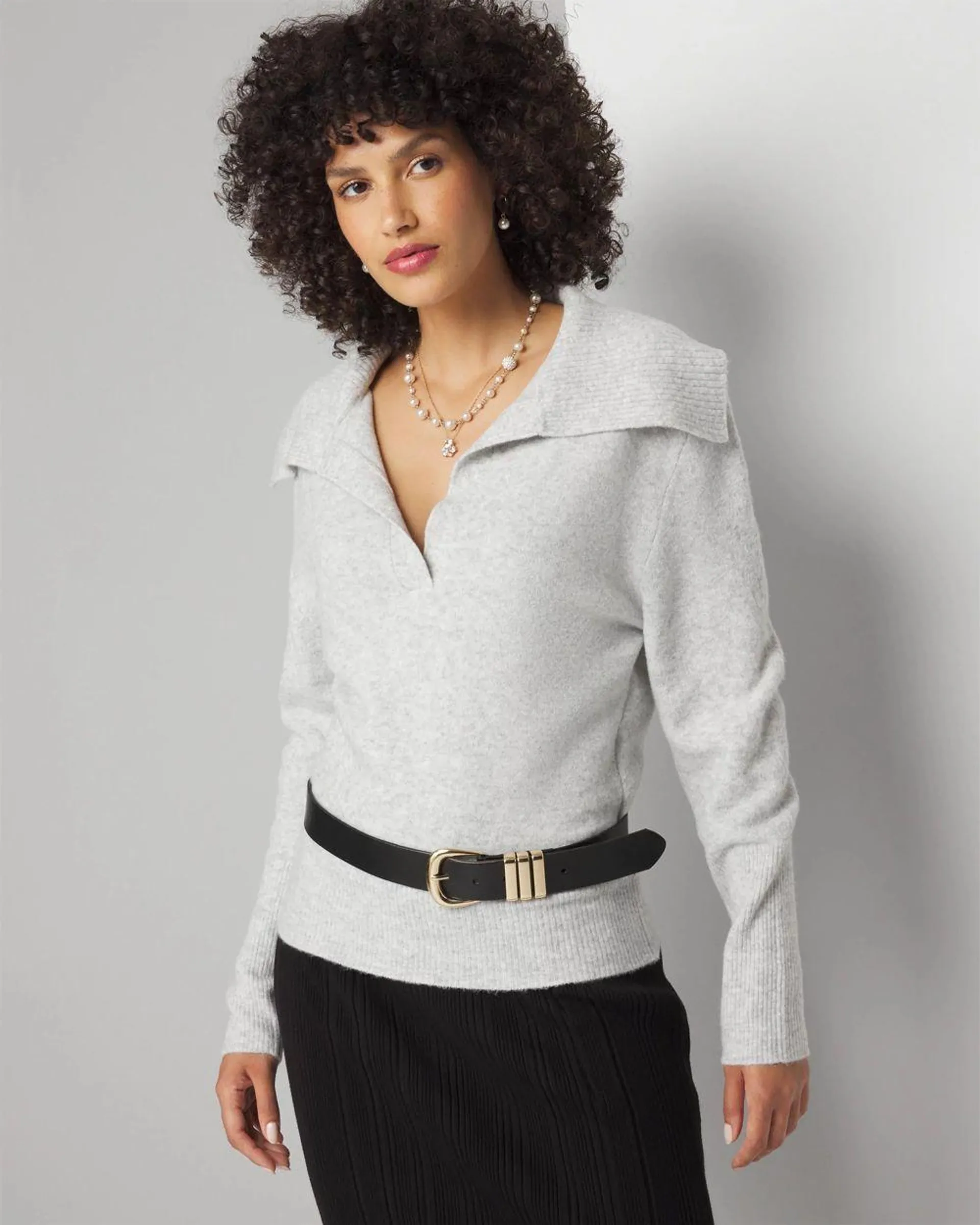 Wide Collar Pullover Sweater