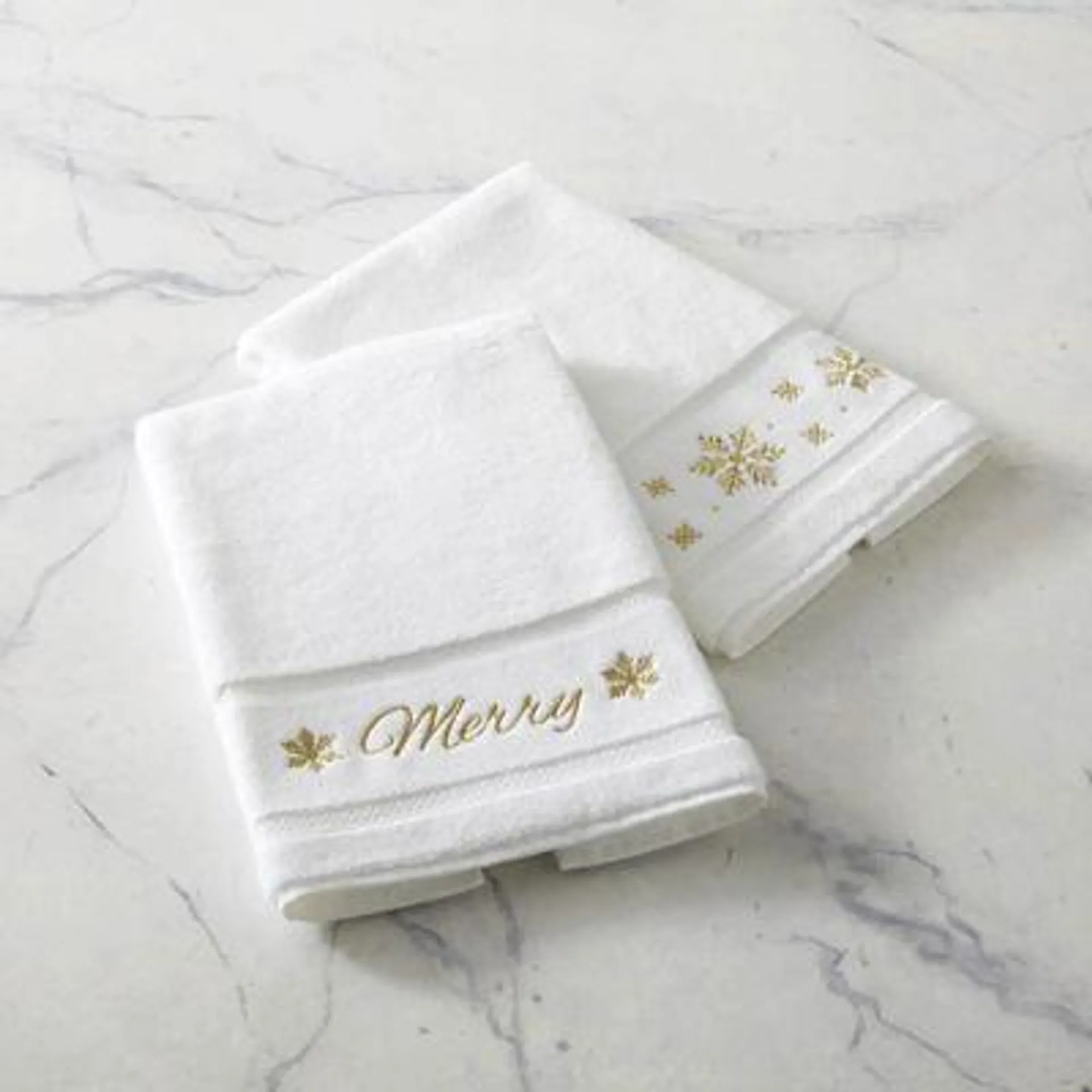 Frontgate Resort Collection™ Shimmering Holiday Hand Towels, Set of Two