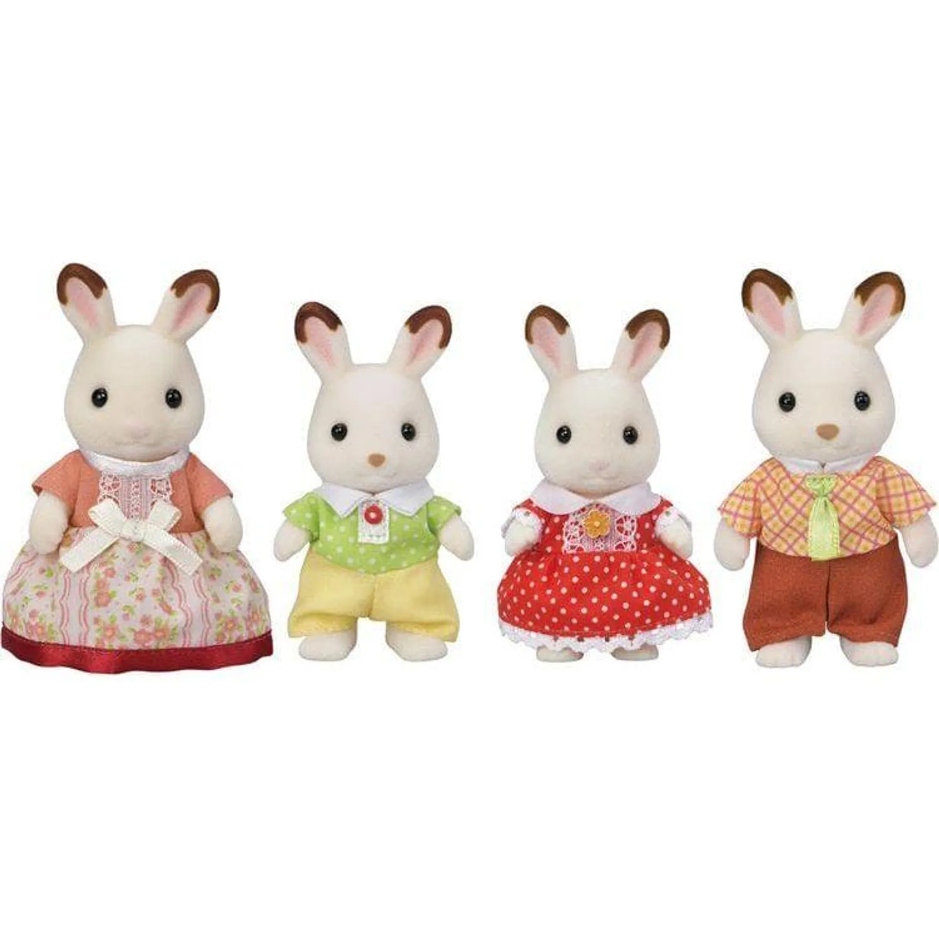 Calico Critters Chocolate Rabbit Family, Set of 4 Collectible Doll Figures