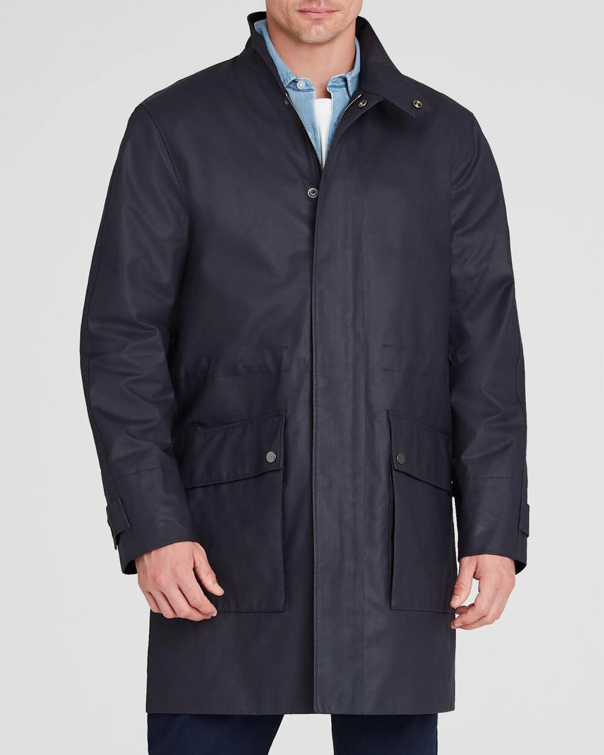 Casual Waxed-Cotton Mac Coat