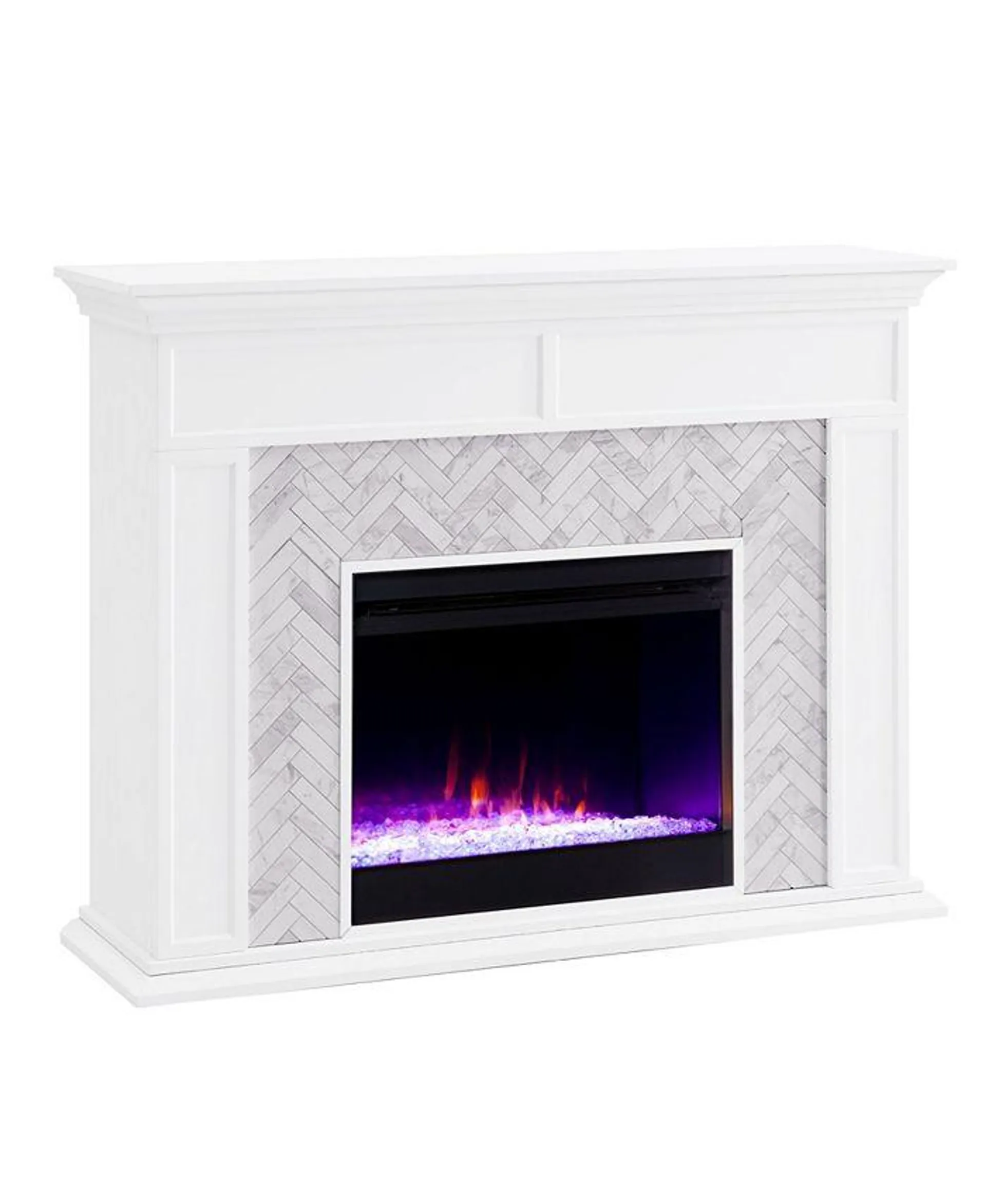 Anika Marble Tiled Color Changing Electric Fireplace