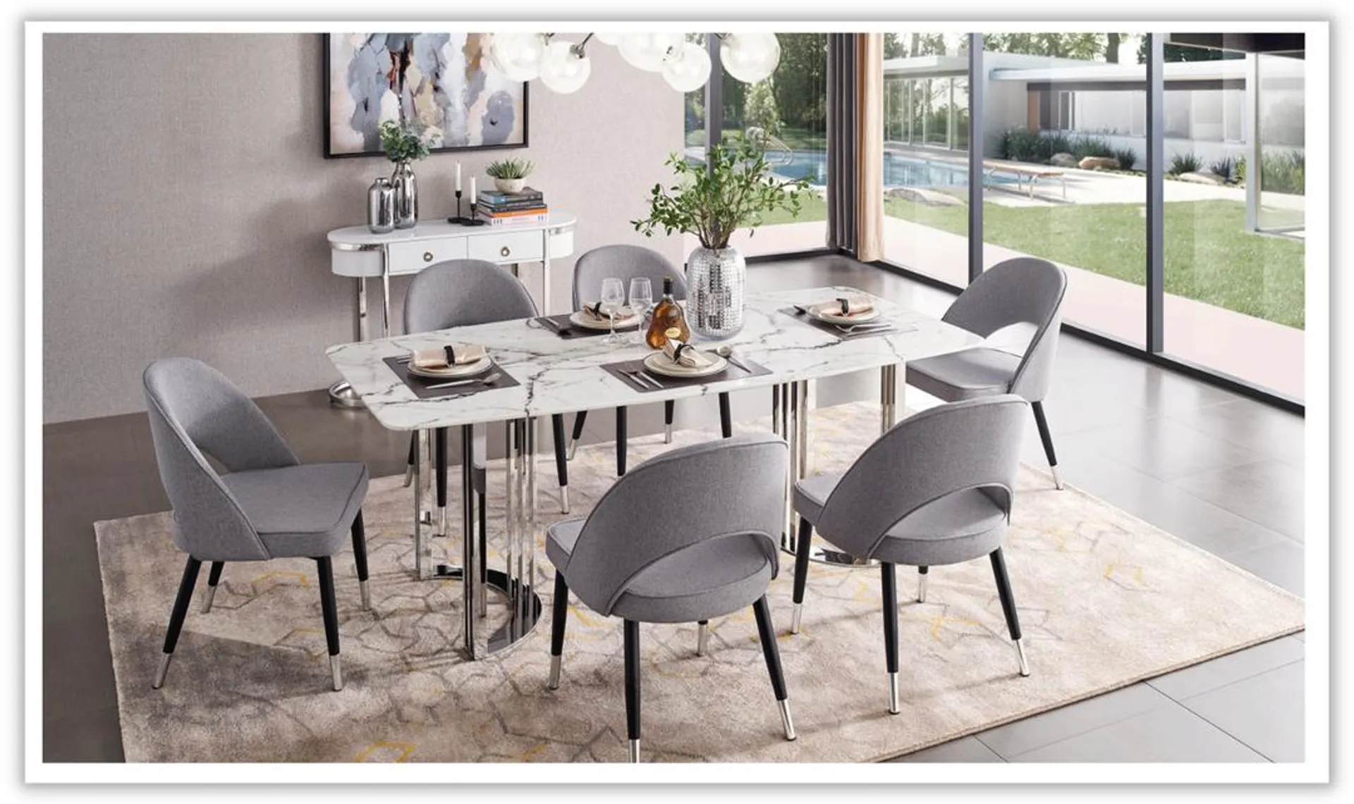 ESF Italia Adelaide 8 Seater Rectangle Dining Room Set