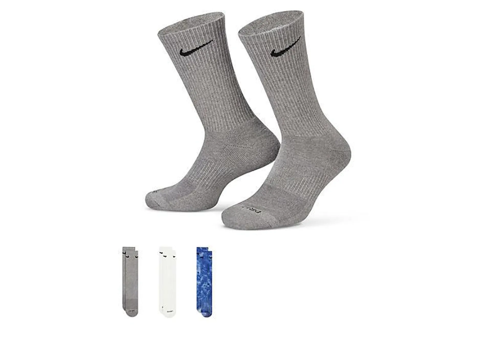 Nike Mens Everyday Plus Mix Dye Crew Socks 3 Pairs - White