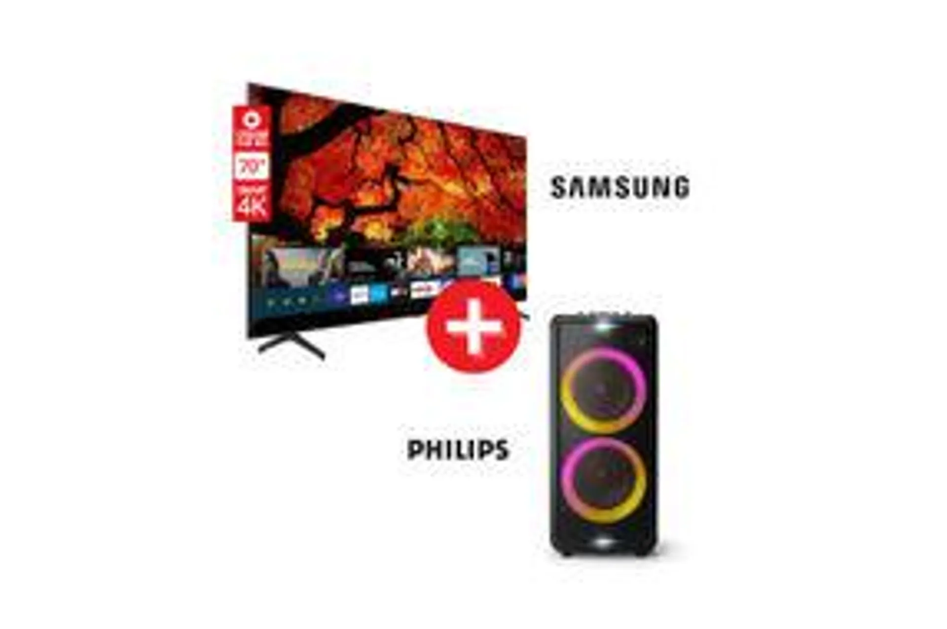 Samsung 70" 4K UHD LED Smart TV UN70TU7000BXZA + Philips TAX52067/37 Portable Bluetooth Party Speaker