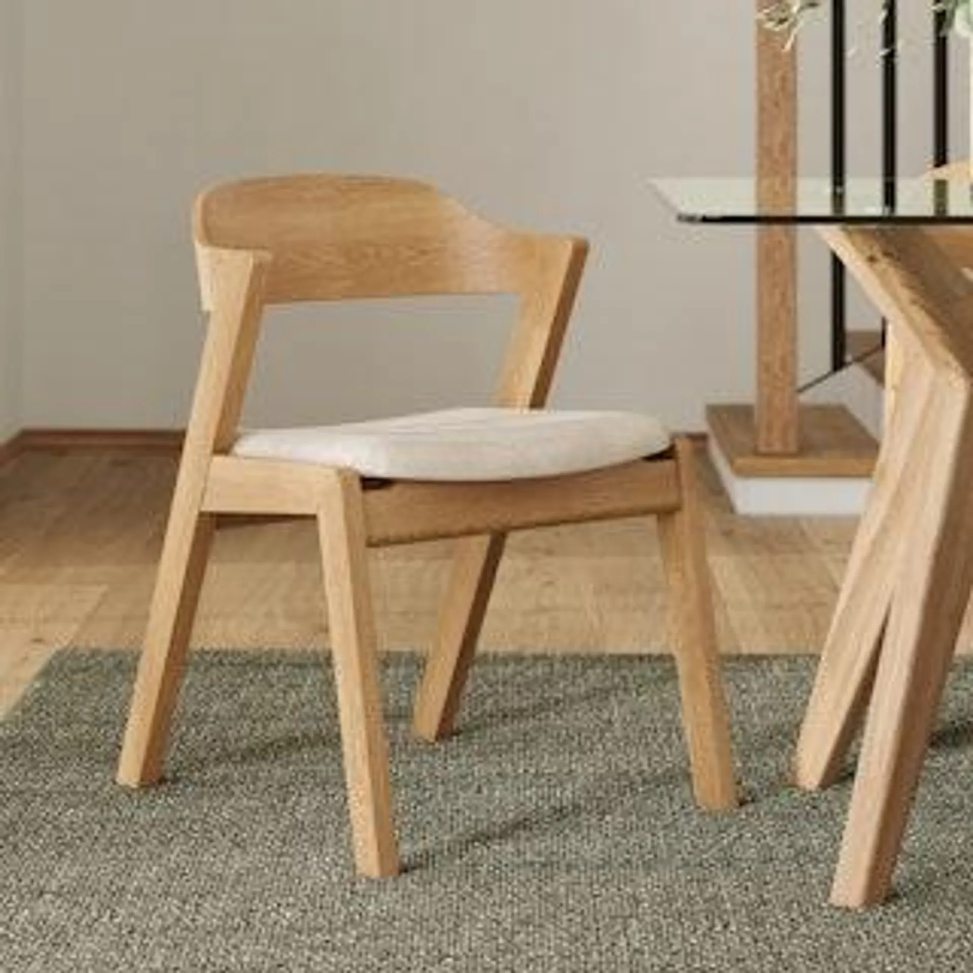 Meja Dining Chair - Oak and Bristol Ivory