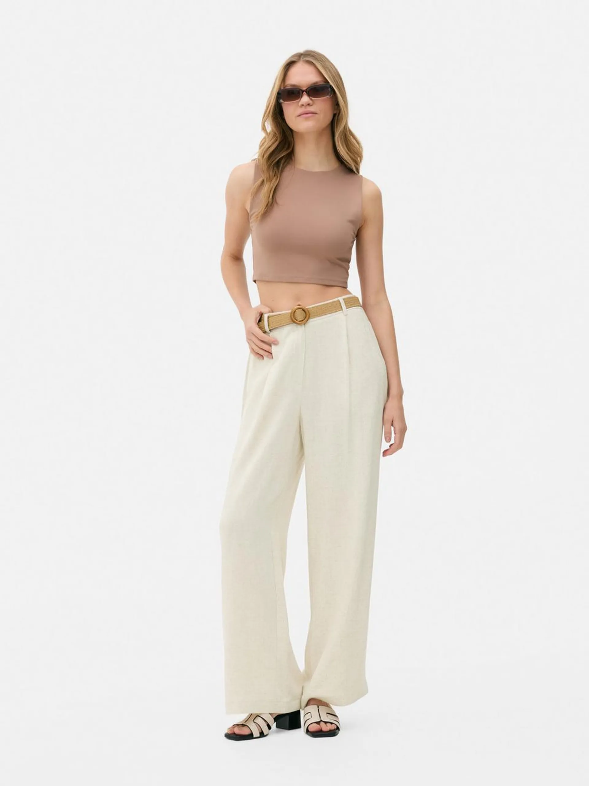 Pantaloni a gamba dritta con cintura