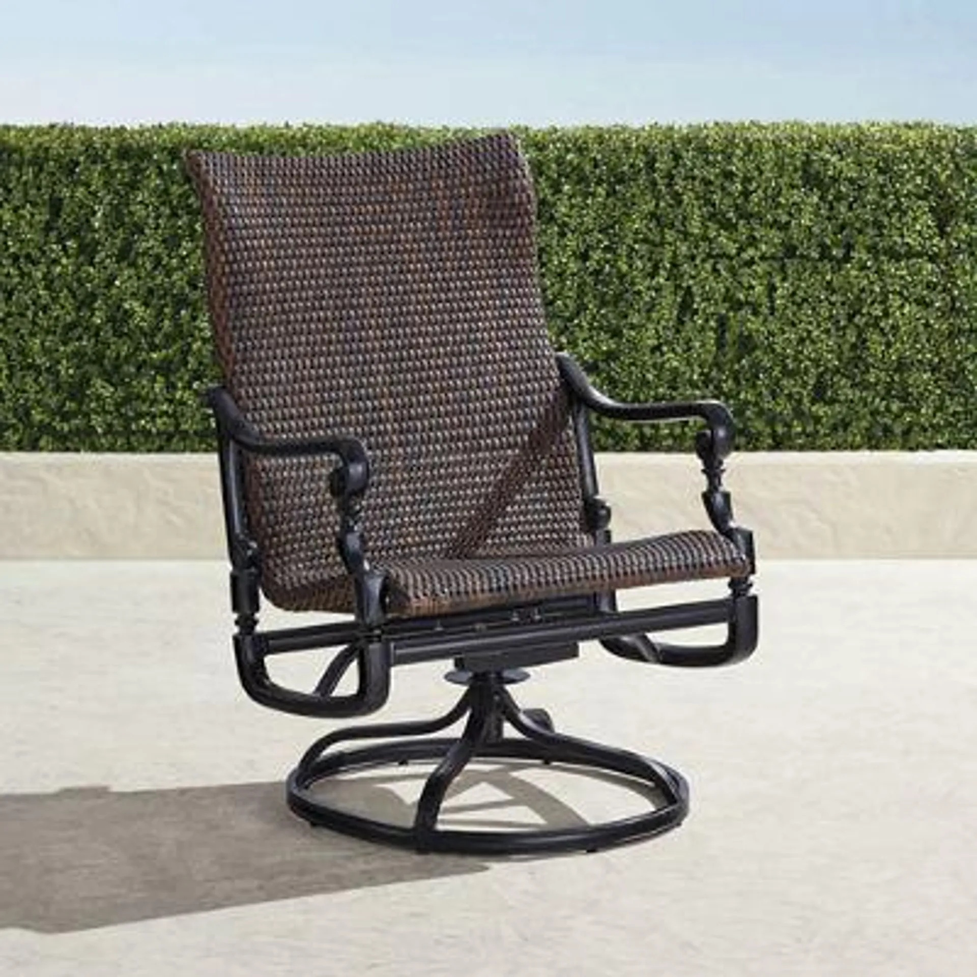 Carlisle Woven Swivel Rocker Lounge Chairs in Onyx Aluminum, Set of Two