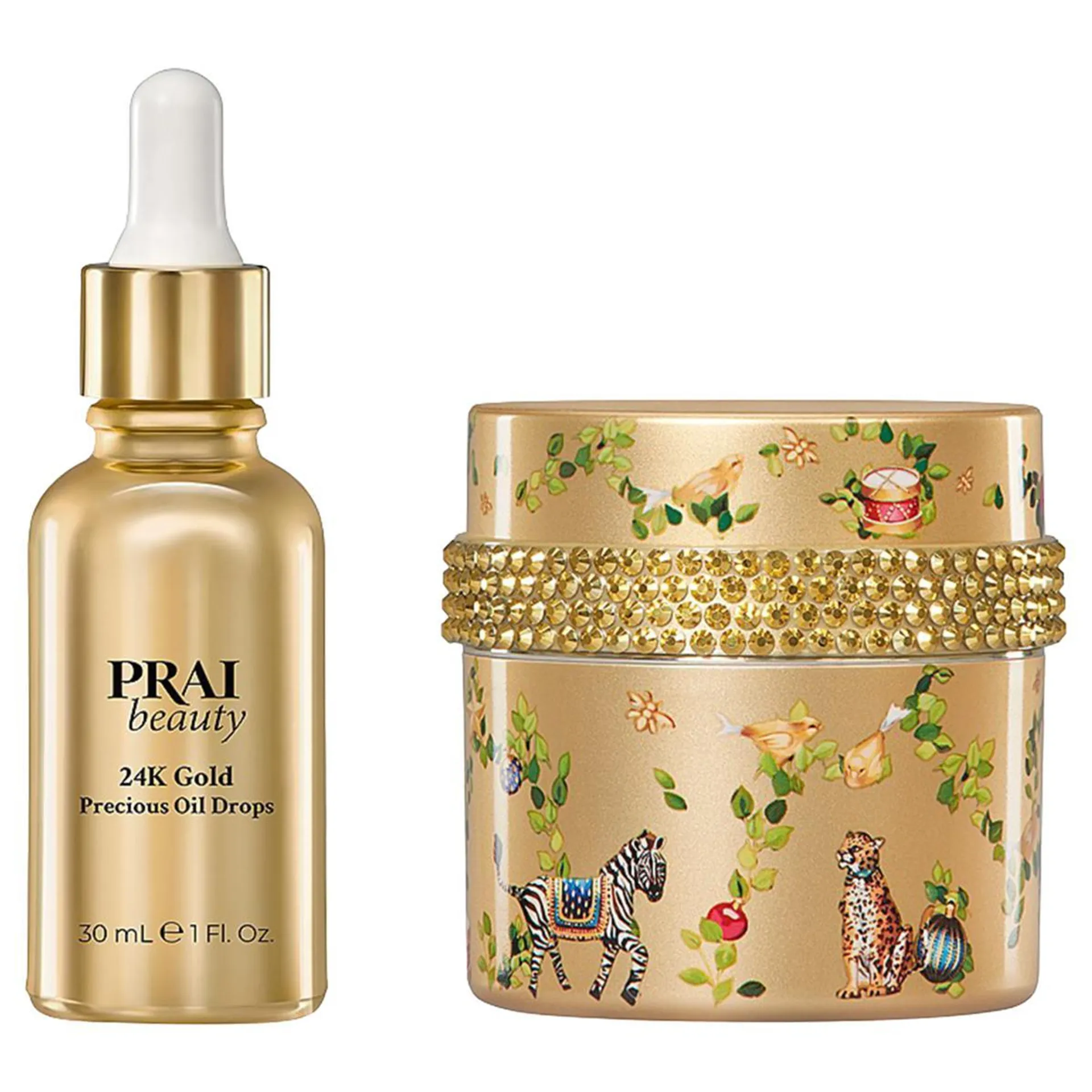 PRAI Beauty Holiday Wreath 24K Gold Oil Drops & Wrinkle Repair Creme