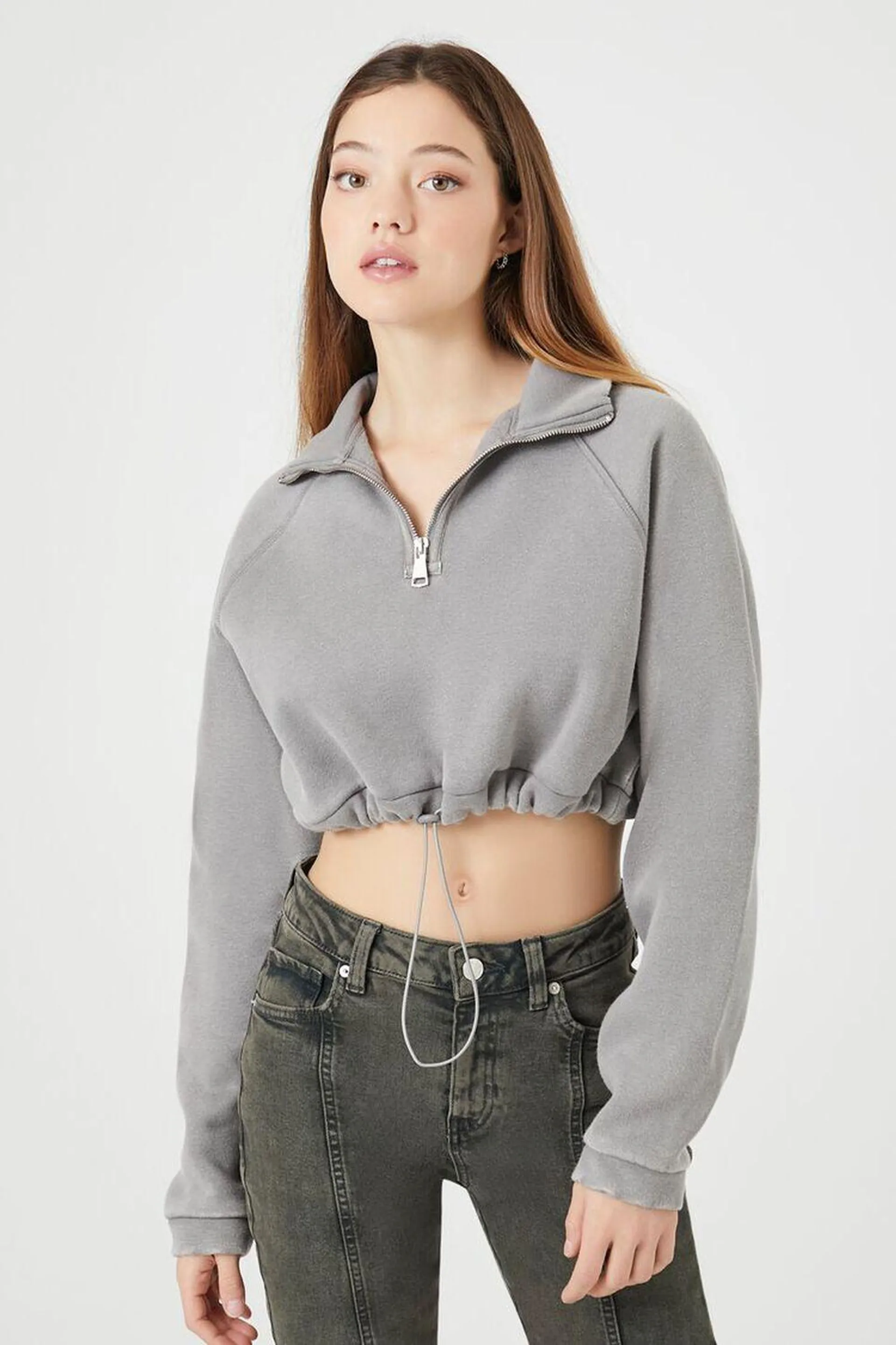 Fleece Half-Zip Cropped Pullover