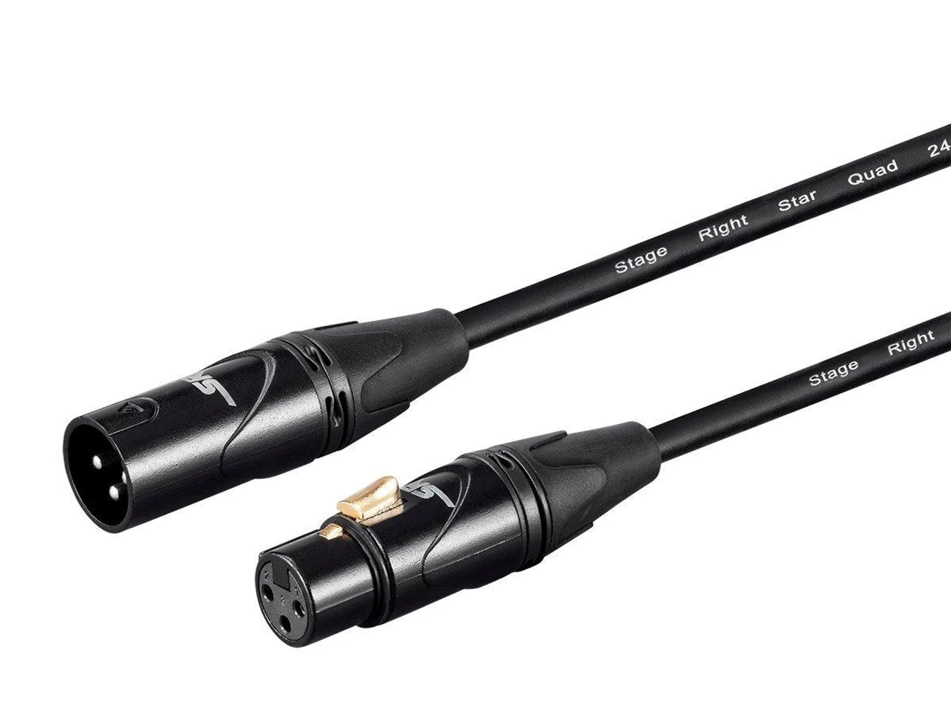 Stage Right by Monoprice STARQUAD XLR Microphone Cable, Optimized for Analog Audio - Gold Contacts, XLR-M to XLR-F, 24AWG, 10FT, Black