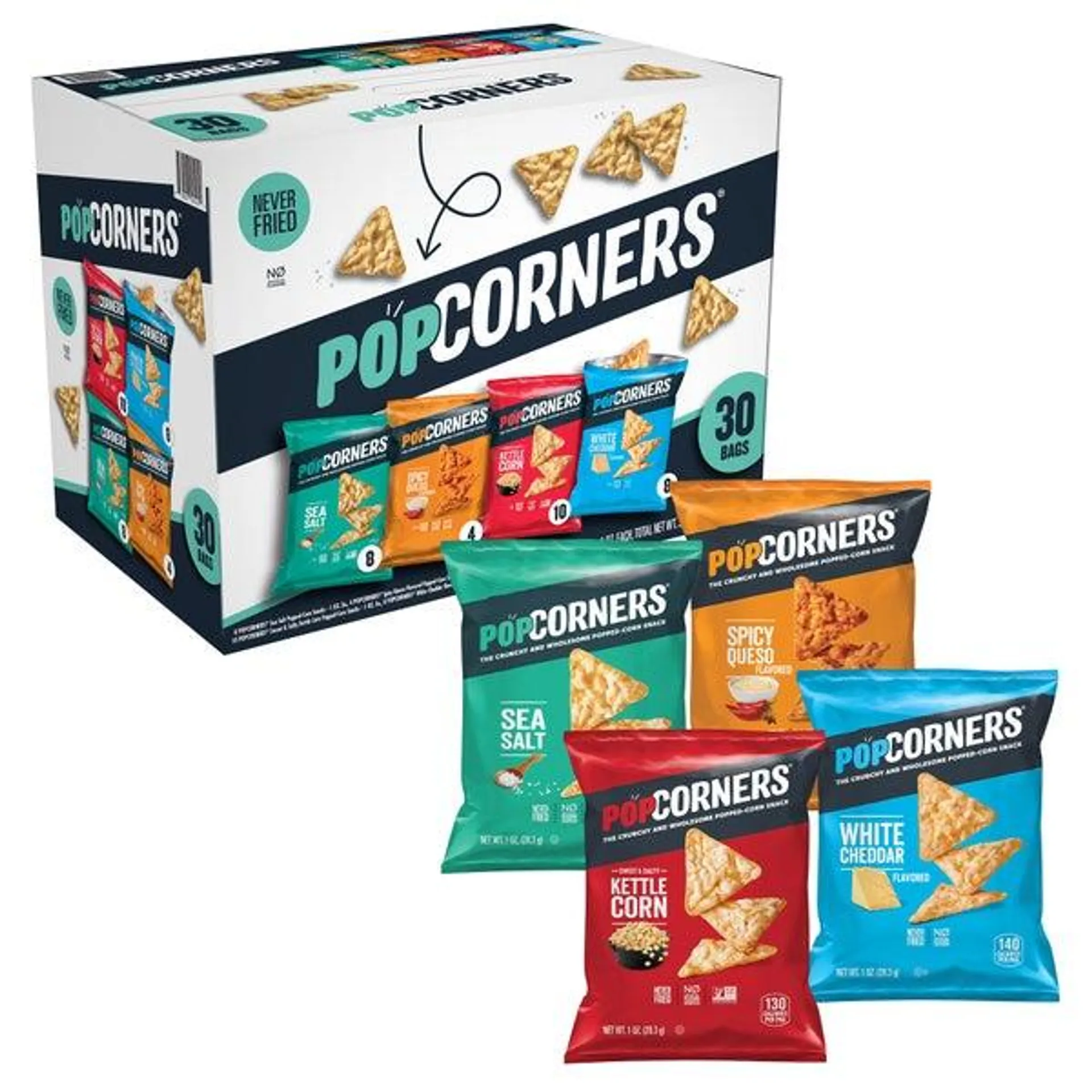 PopCorners Popped Corn Snacks Variety Pack, 1 oz, 30-Count