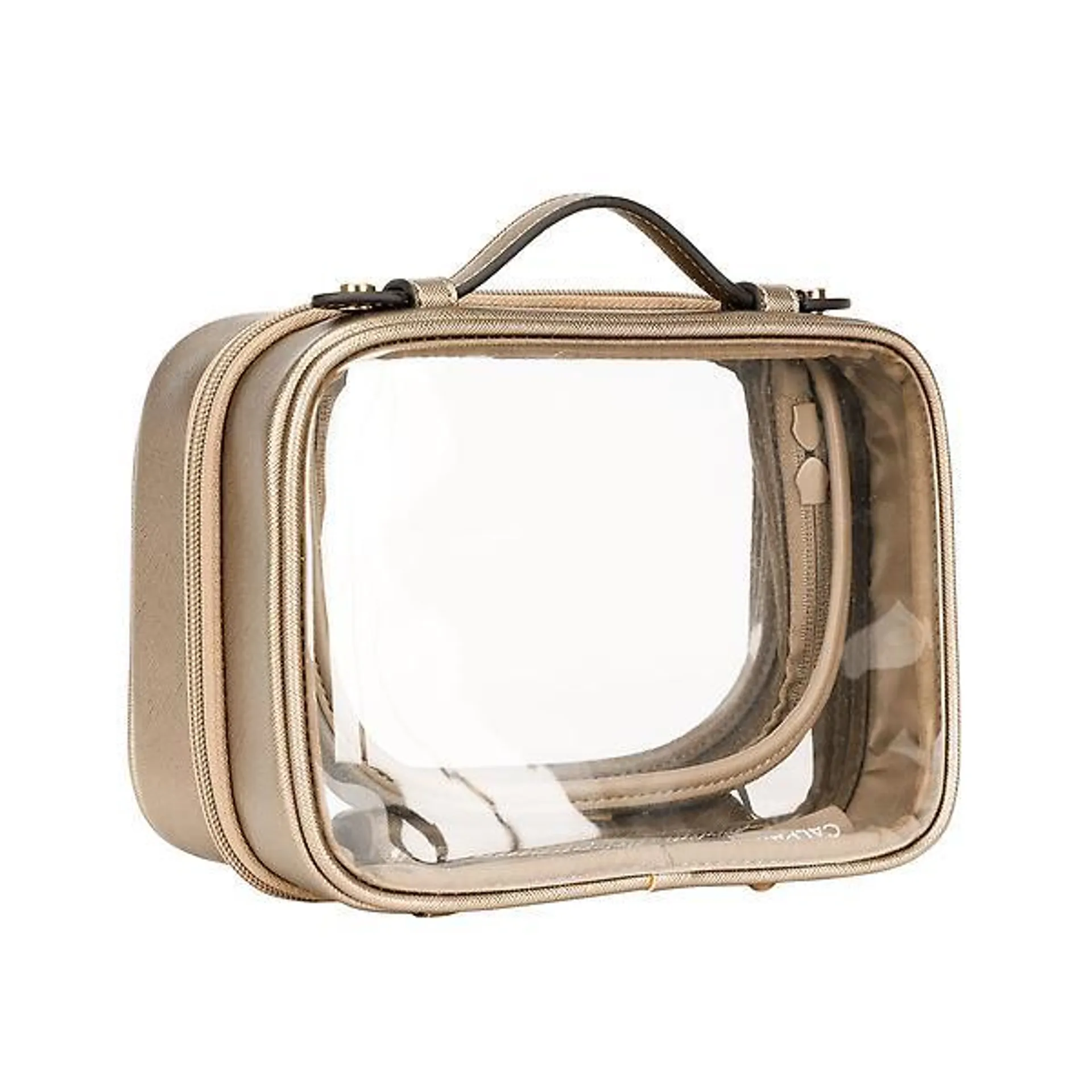 CALPAK Small Clear Cosmetic Case Gold