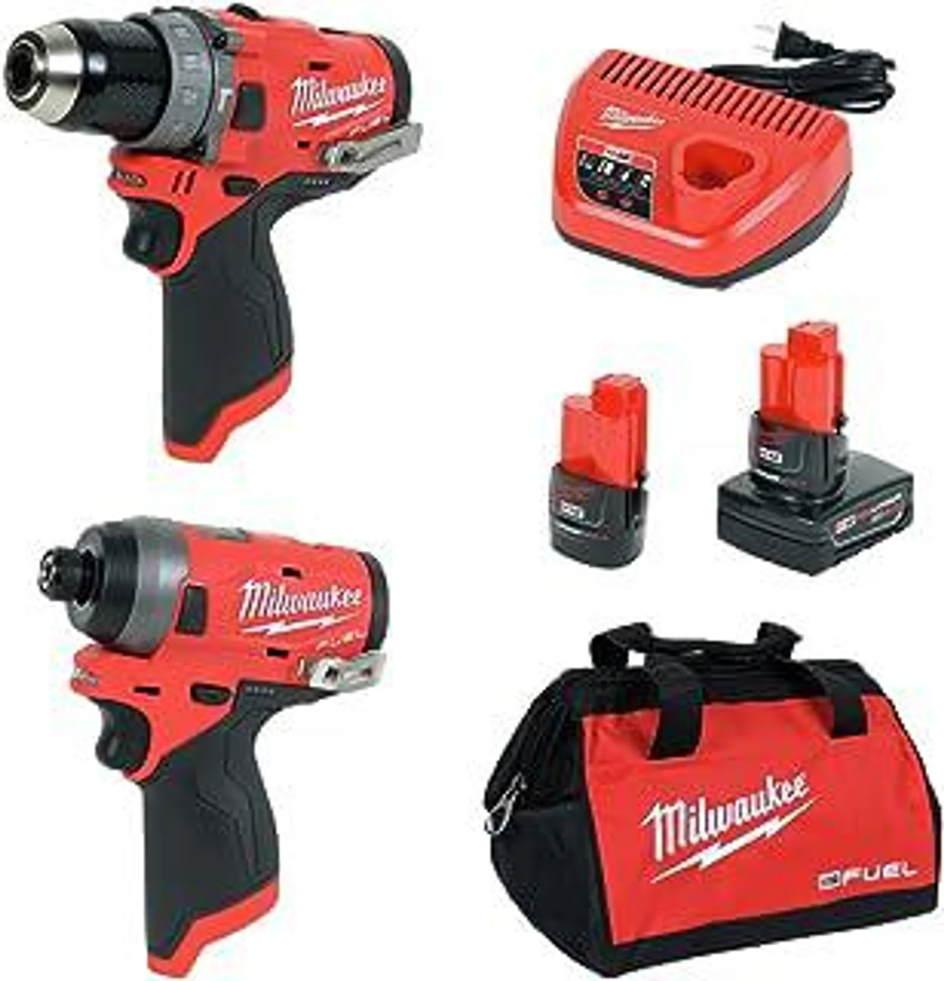 Milwaukee Electric Tools 2598-22 M12 Fuel 2 Pc Kit- 1/2" Hammer Drill & 1/4" Impact