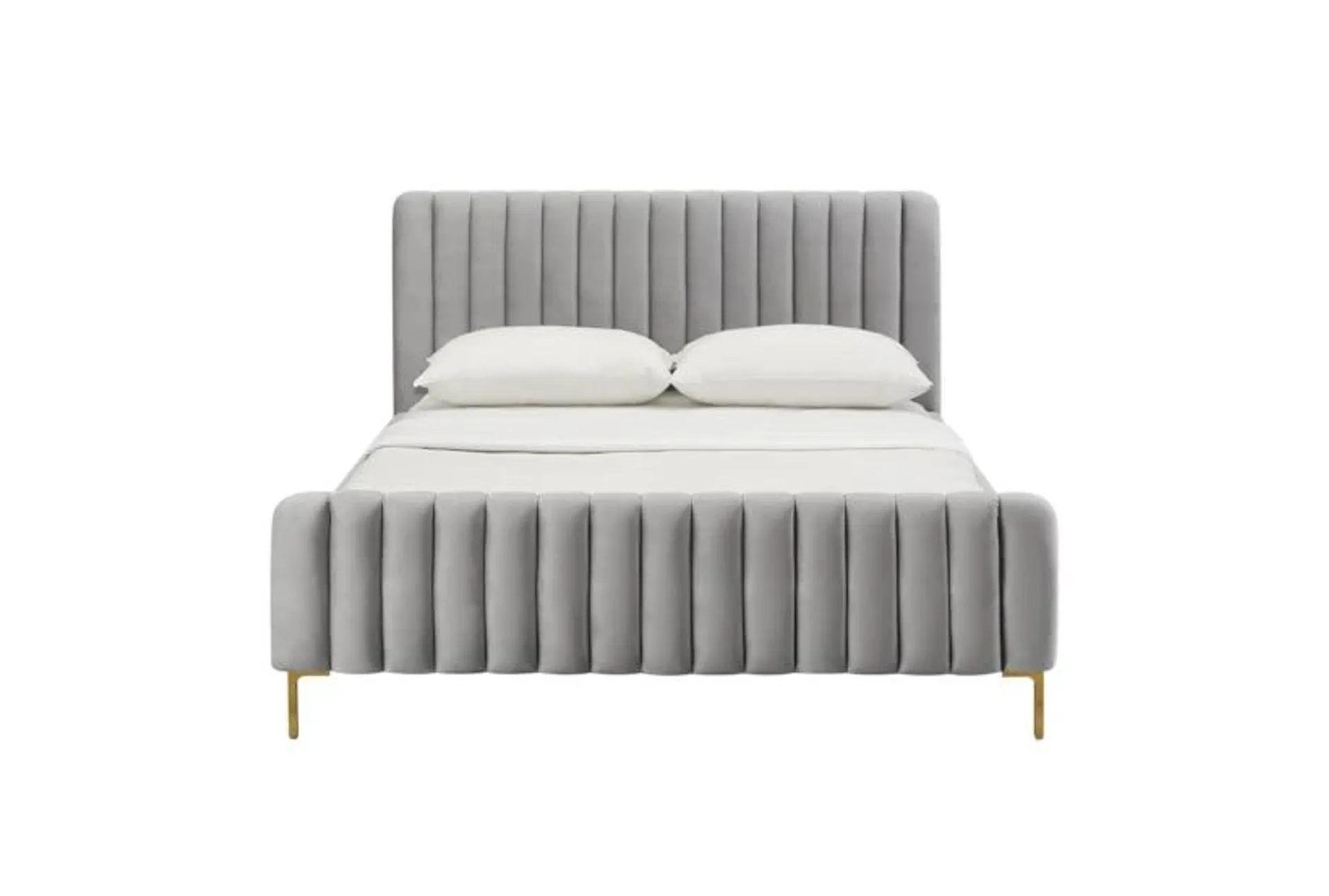 Lisette Grey Queen Velvet Upholstered Platform Bed