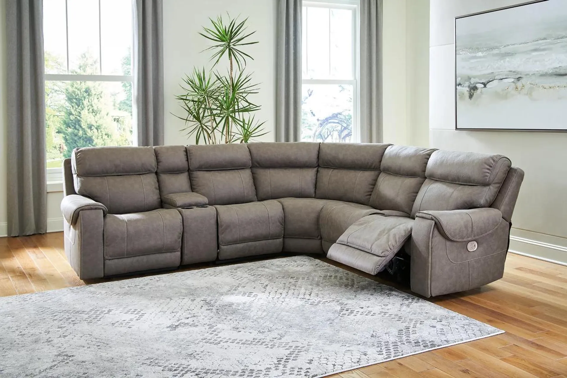 Starbot 6-Piece Dual Power Reclining Modular Sectional with Console