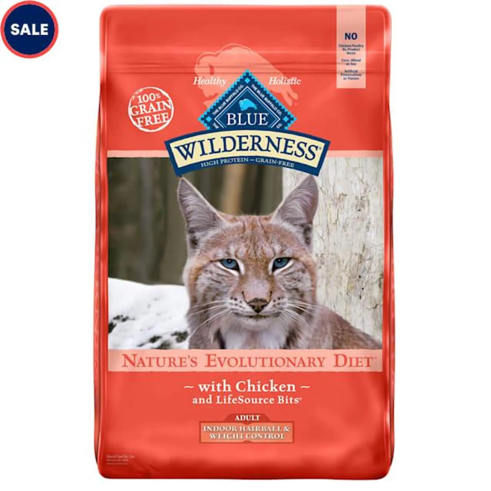 Blue Buffalo Blue Wilderness Natural Adult High Protein Indoor Hairball & Weight Control Chicken Dry Cat Food, 11 lbs.