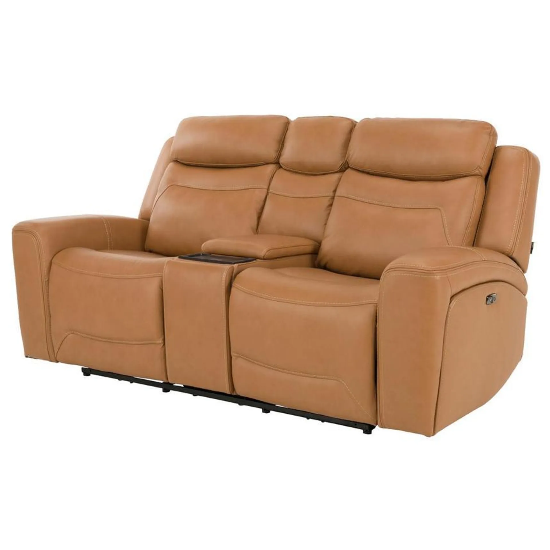 Leather Power Reclining Sofa w/Console