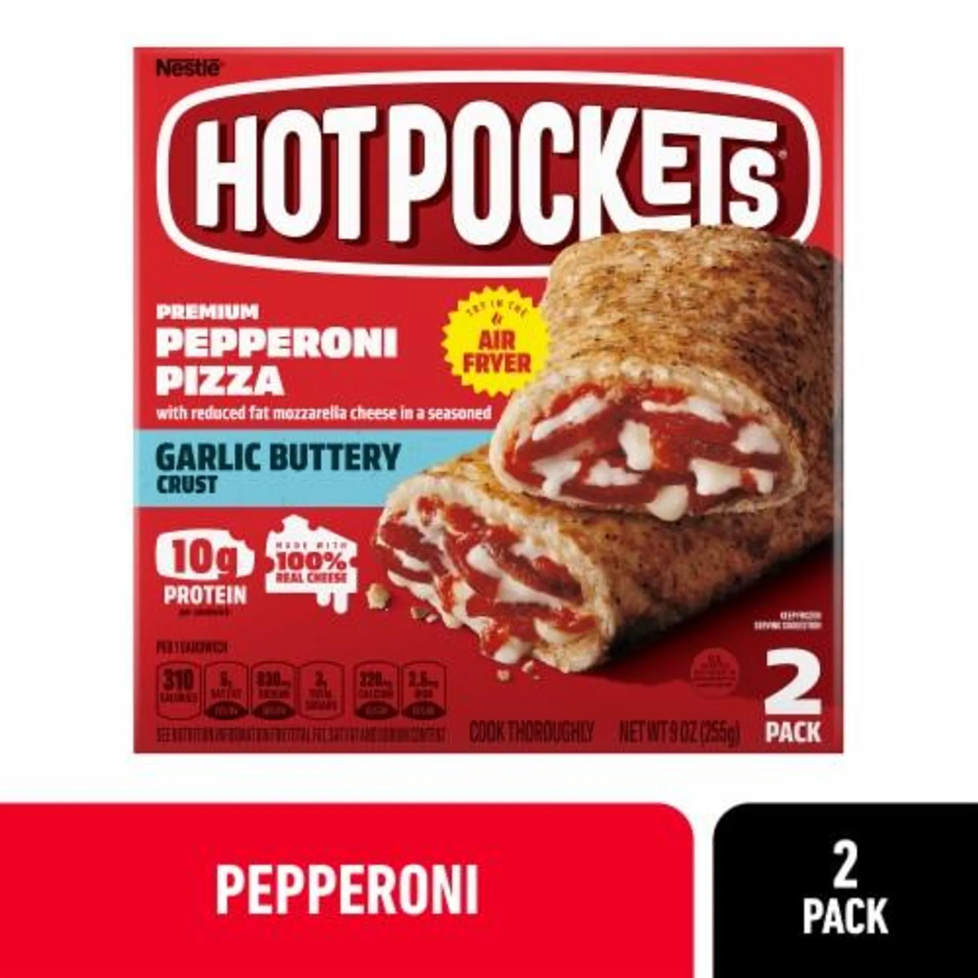 Hot Pockets Pepperoni Pizza Italian Style Seasoned Crust Frozen Snack 2 Pack 9 oz