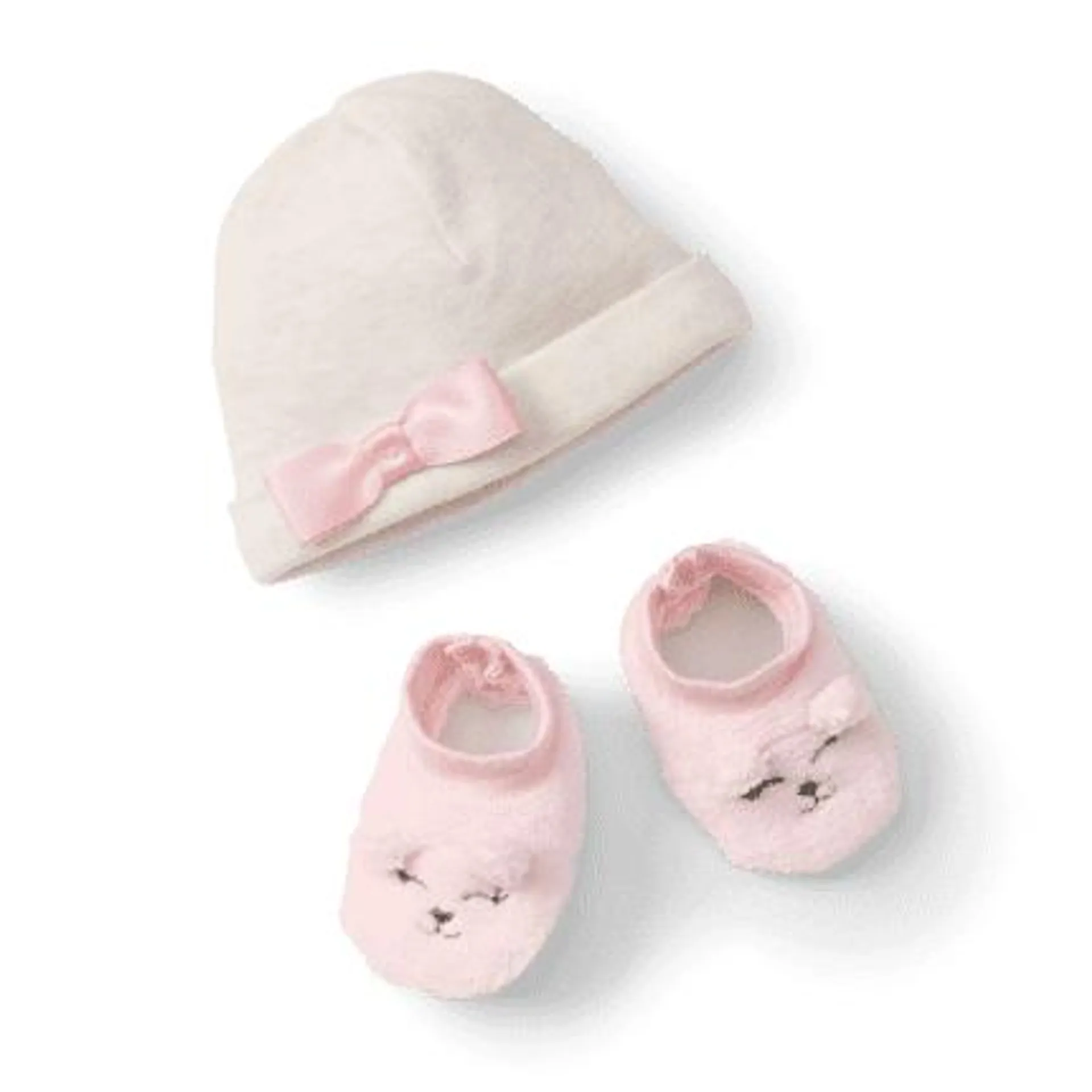 Pink Bow Beanie & Booties for Bitty Baby® Dolls