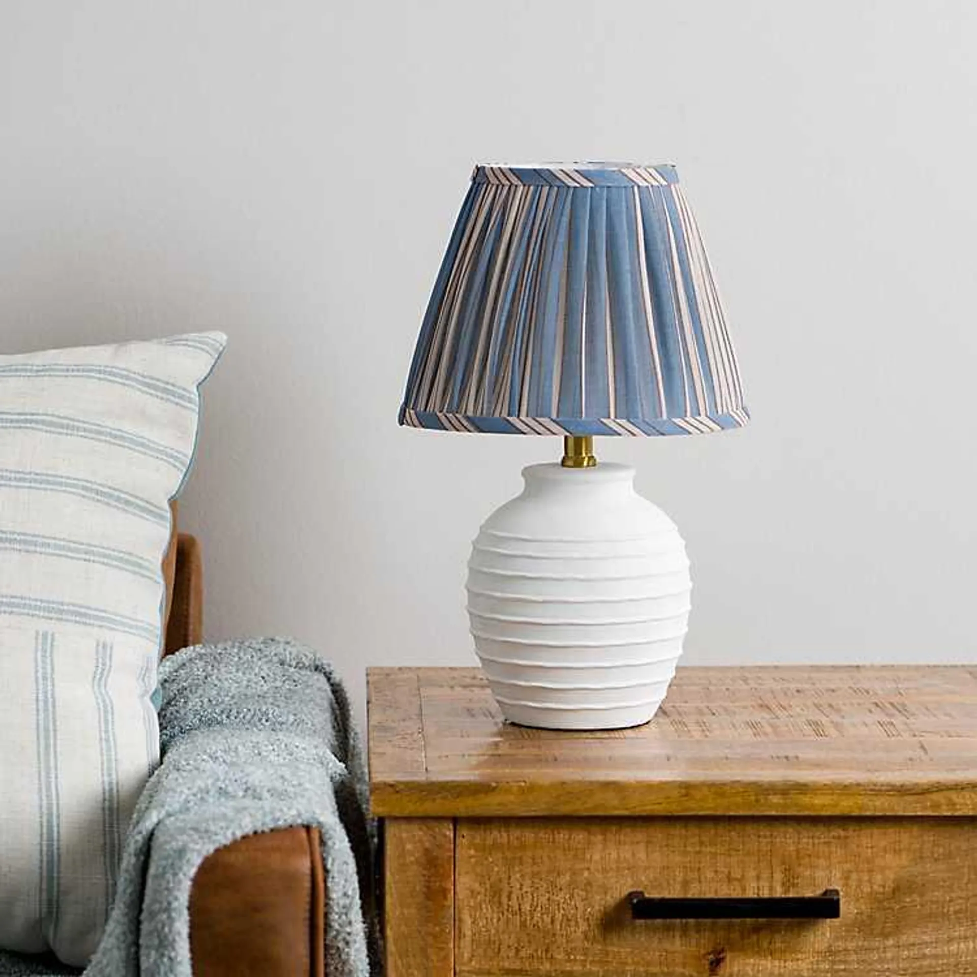 Blue Stripe Pleated Shade Table Lamp