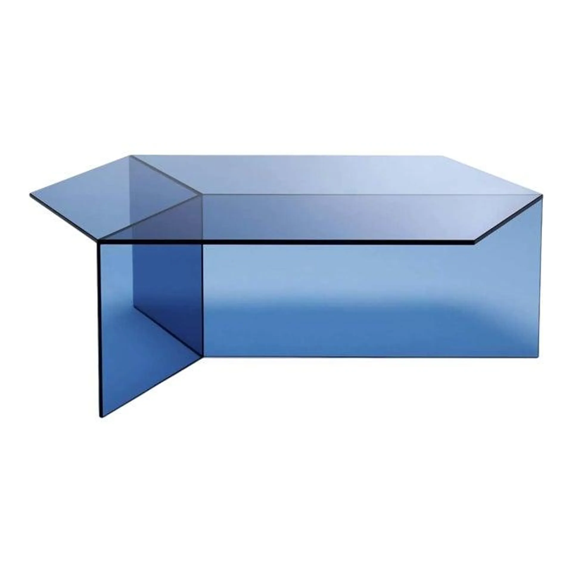 Modern Hexagon Acrylic Transparent Blue Coffee Table