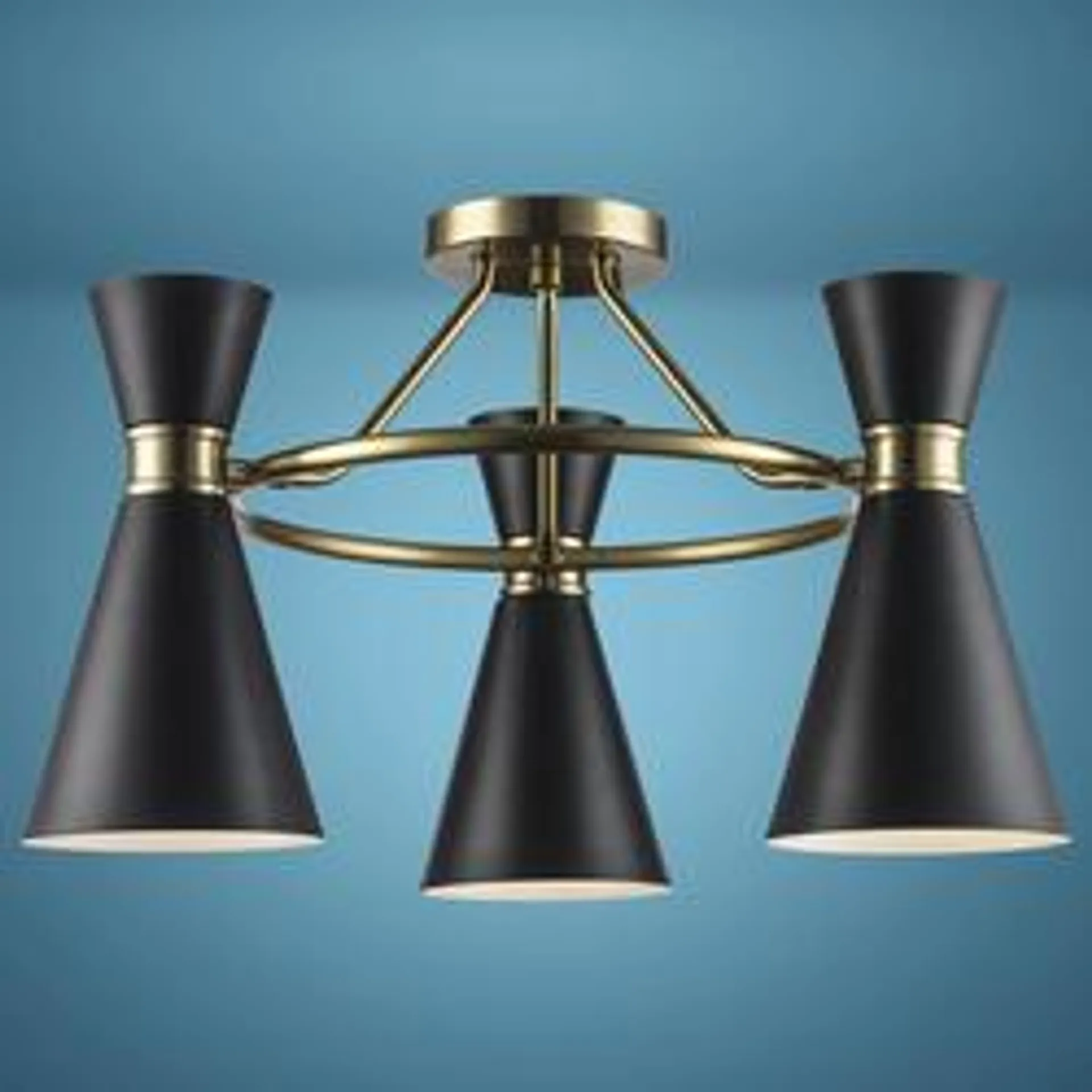 Patriot Lighting® Conrado Black and Gold 3-Light Semi-Flush Mount Ceiling Light