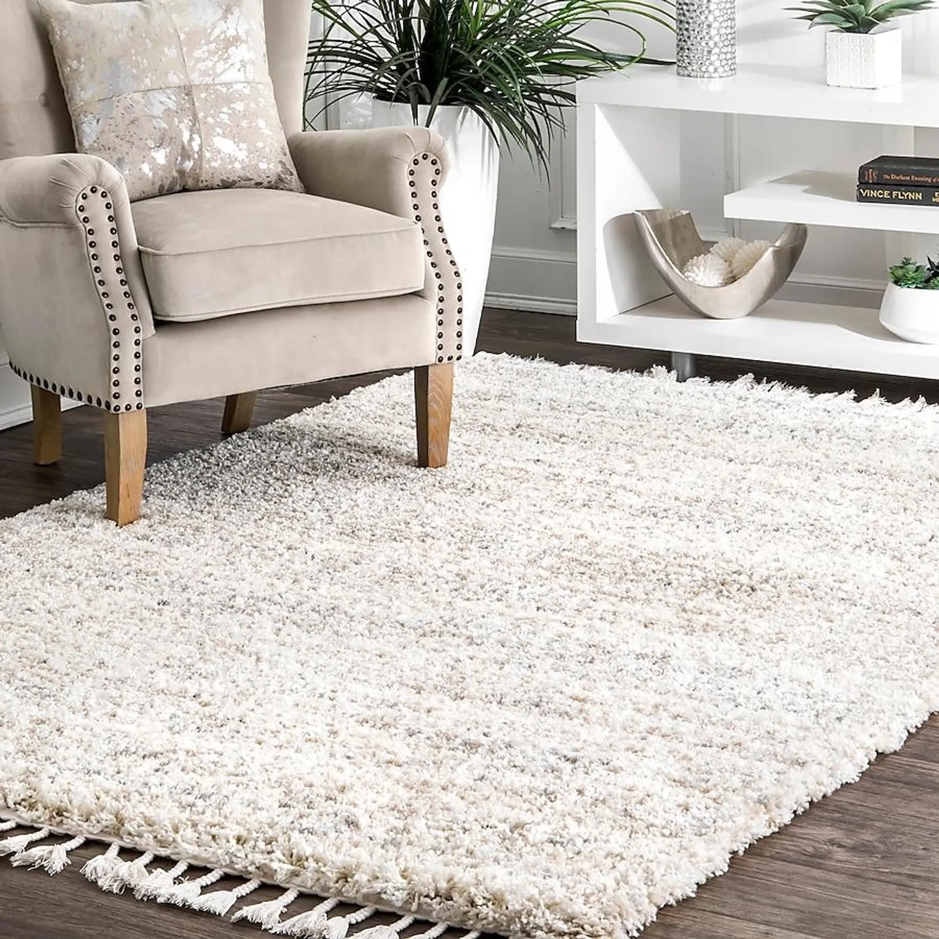 nuLOOM 9 x 12 (ft) Loomed Polypropylene Ivory Rectangular Indoor Solid Area rug