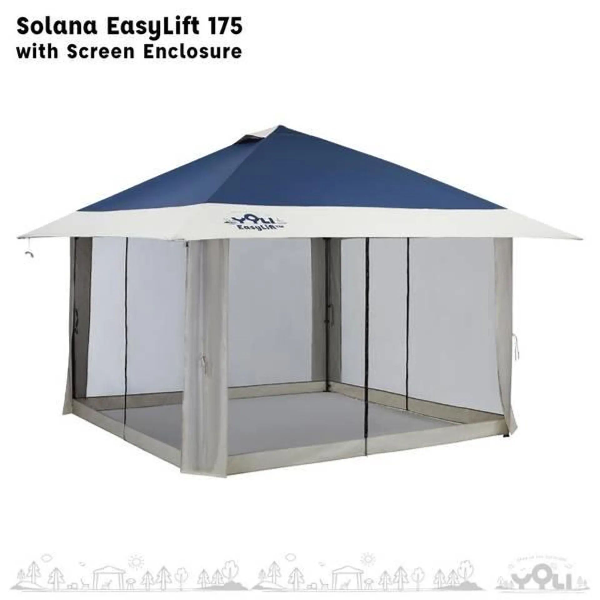 13'x13' Solana EasyLift Instant Canopy with Screen Enclosure