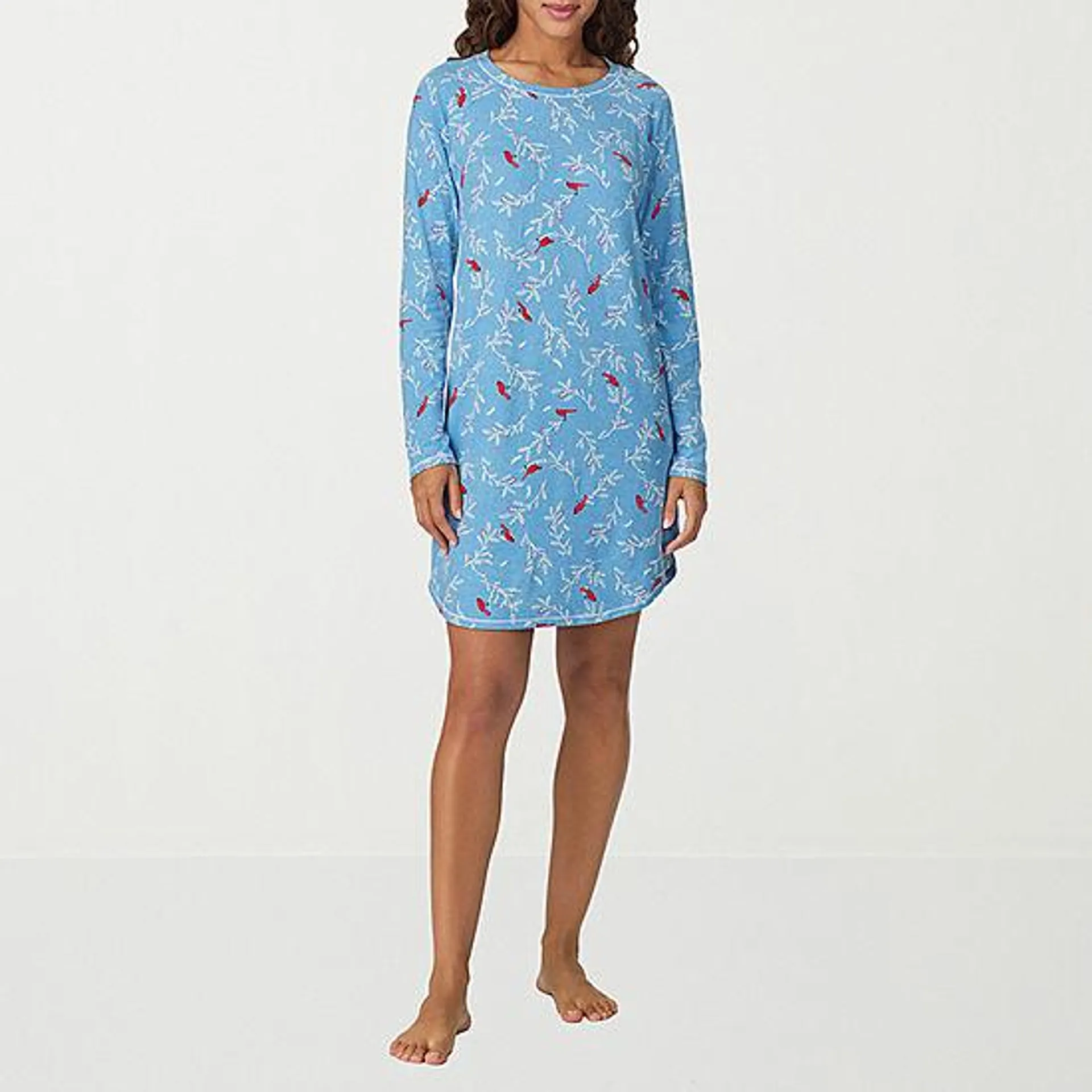 new! Cuddl Duds Womens Long Sleeve Round Neck Nightshirt