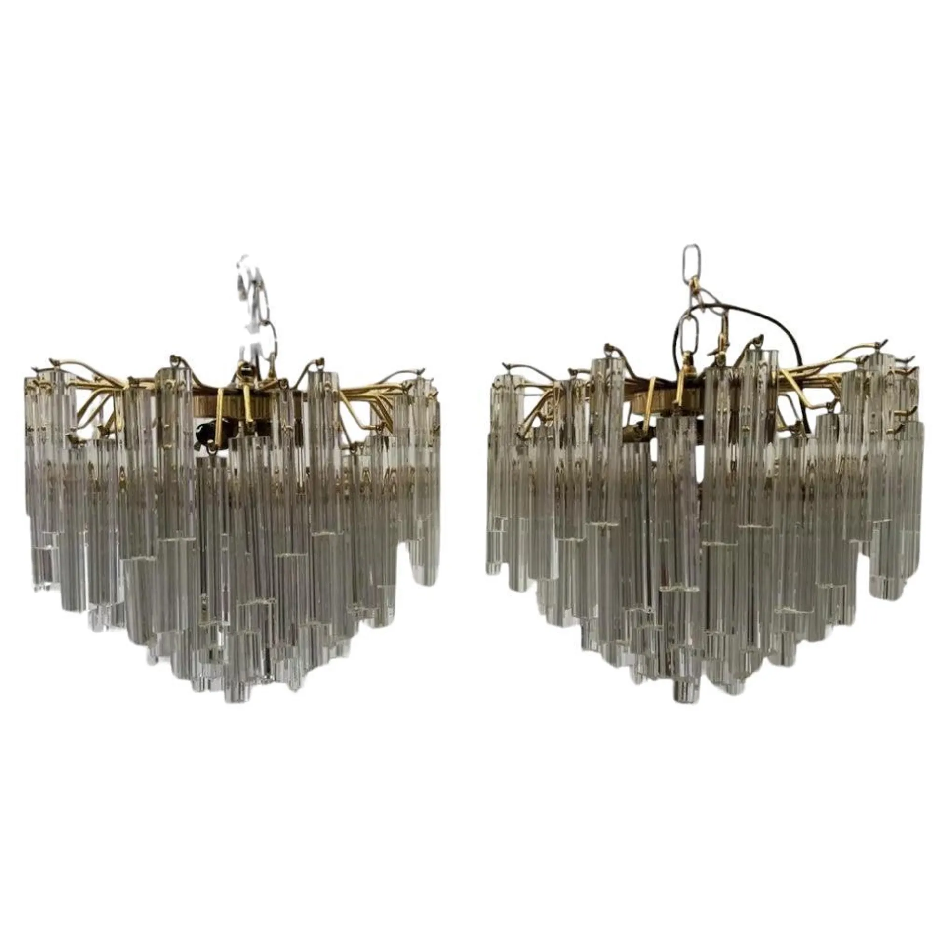 Pair of C1960s Italian Crystal Chandeliers by Venini