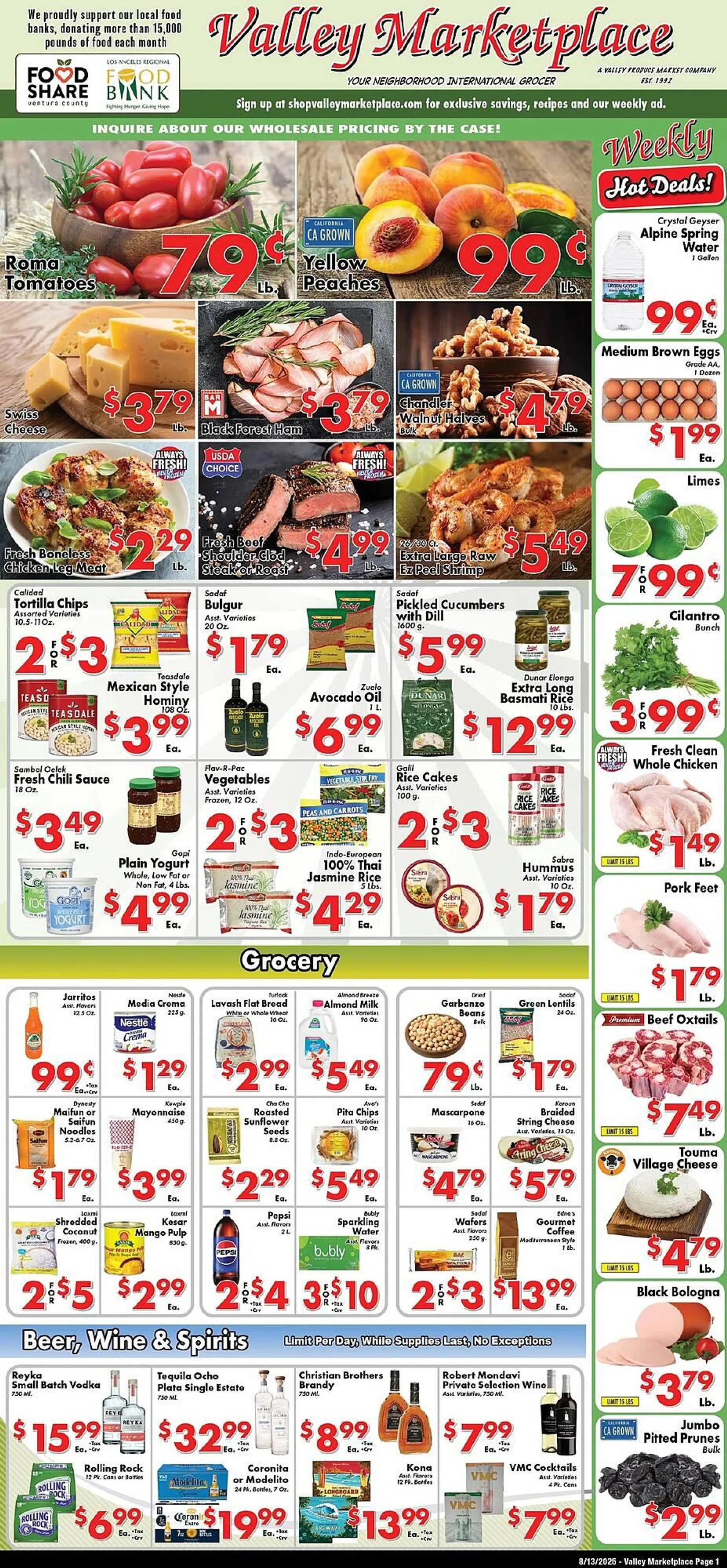 Weekly ad Valley Marketplace ad from August 13 to August 19 2025 - Page 1