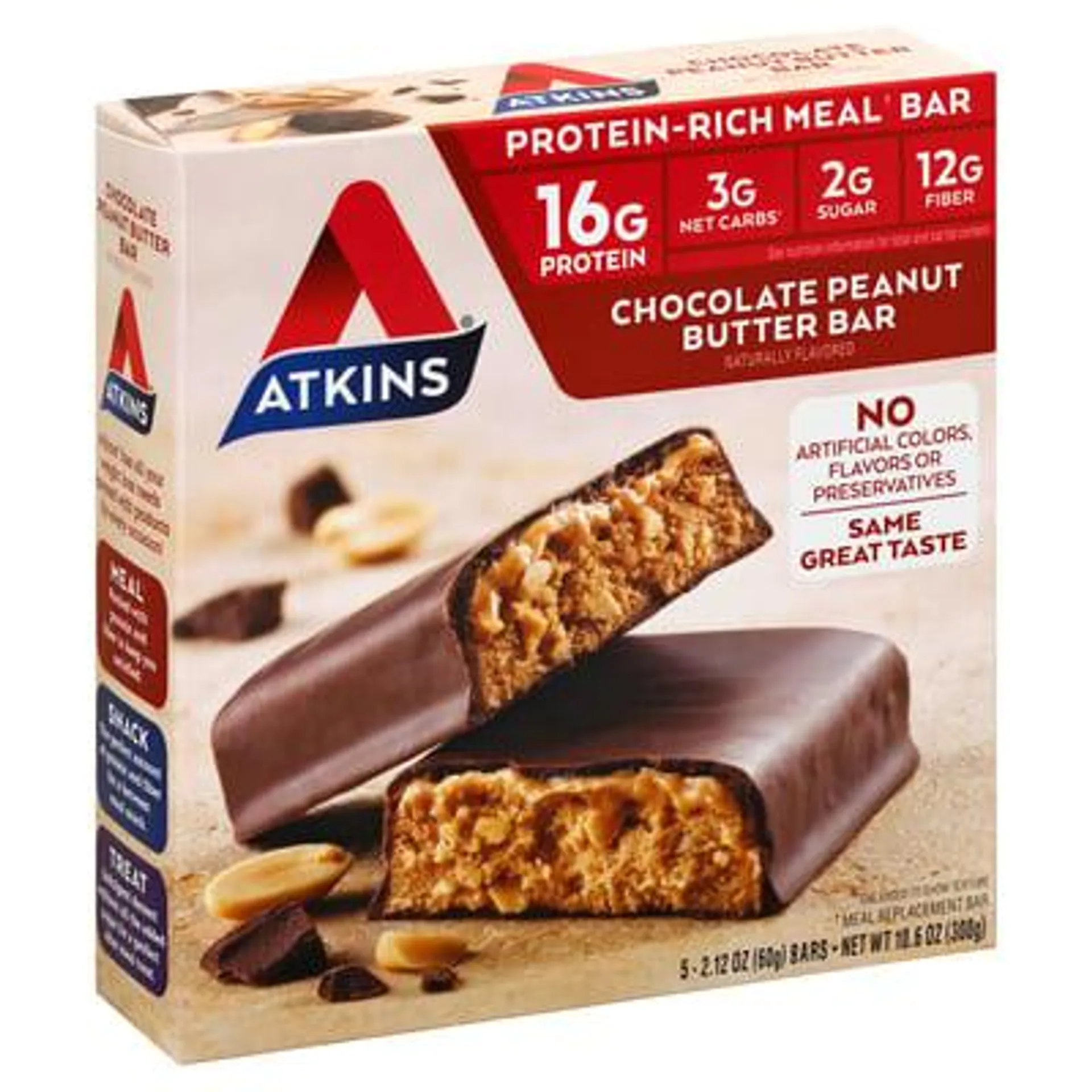 Atkins, Meal Bar, Chocolate Peanut Butter Bar
