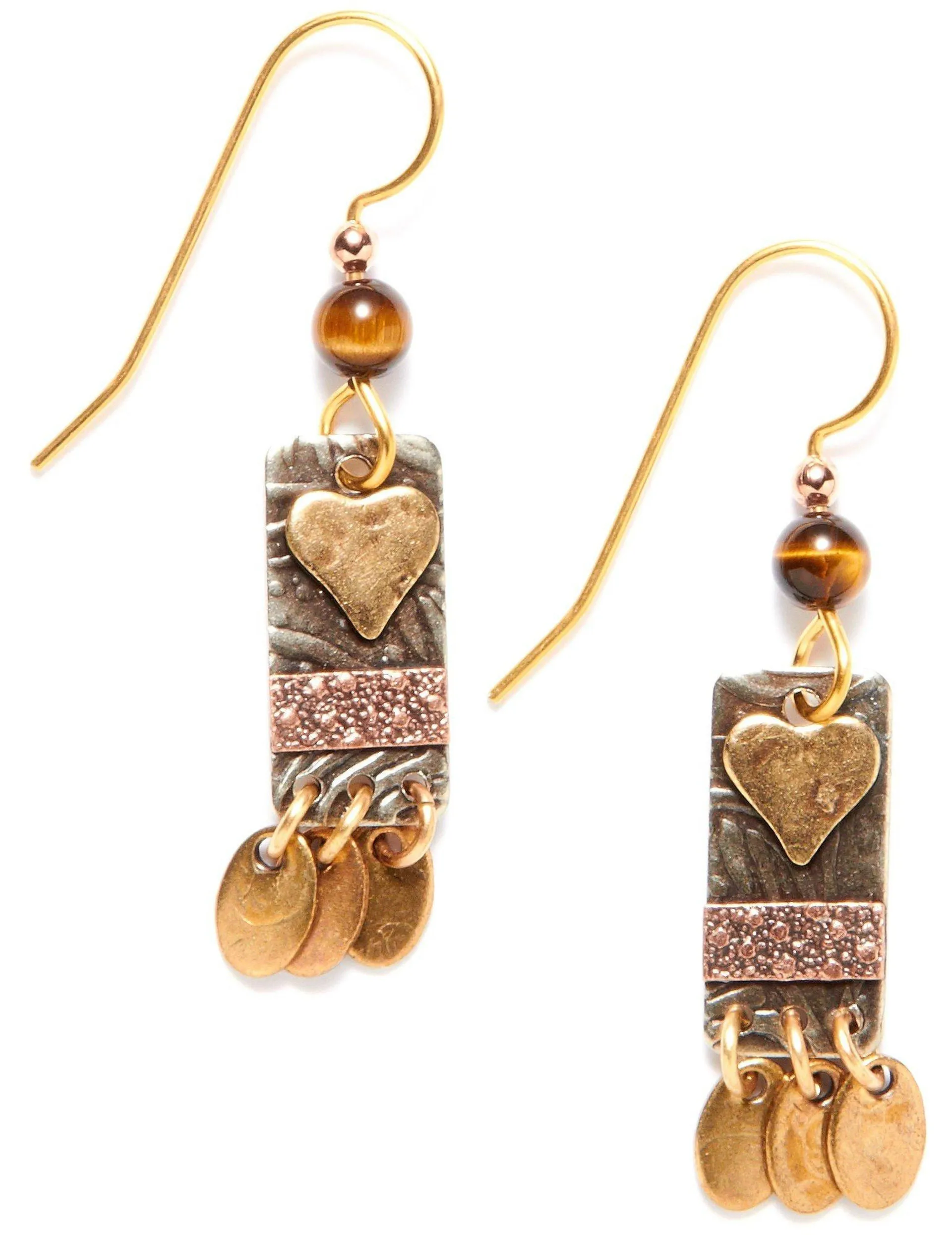 Silver Forest Heart Rectangle Drop Earrings