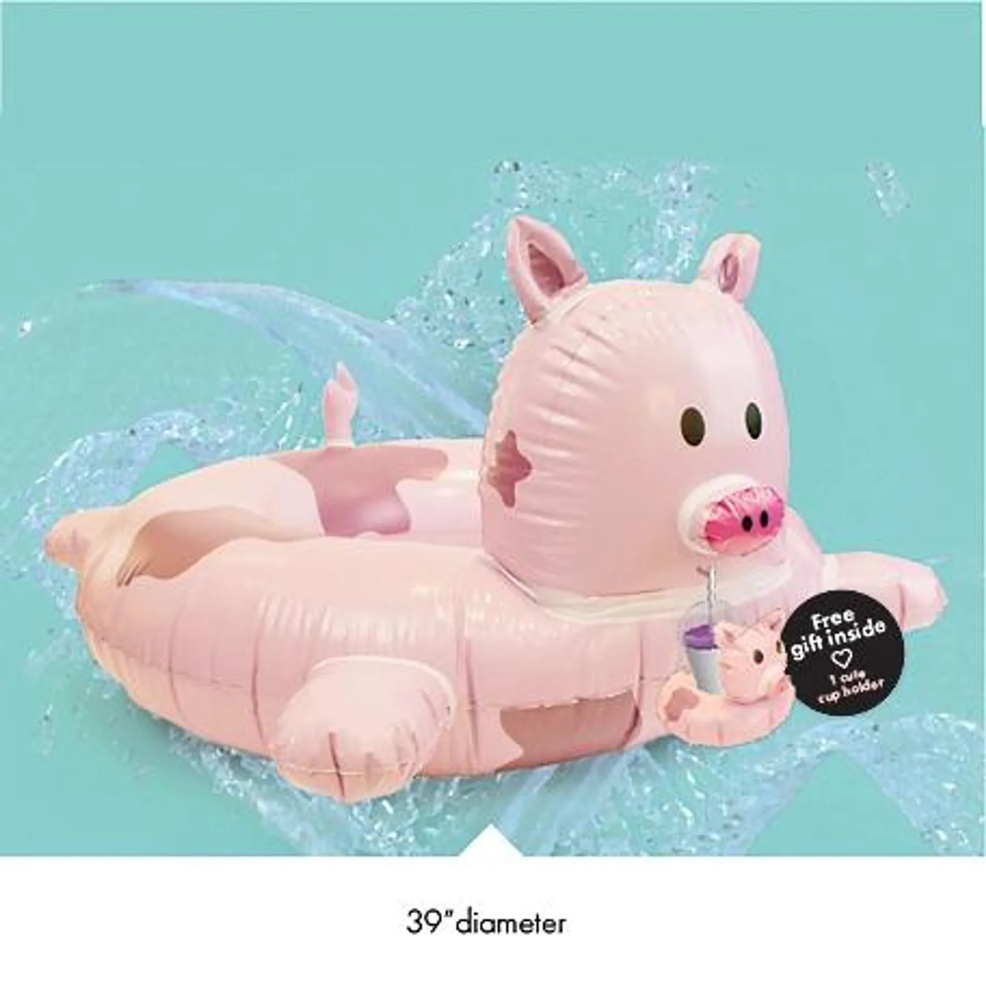 New! Rae Pig Inflatable Pool Float With Mini Cup Holder