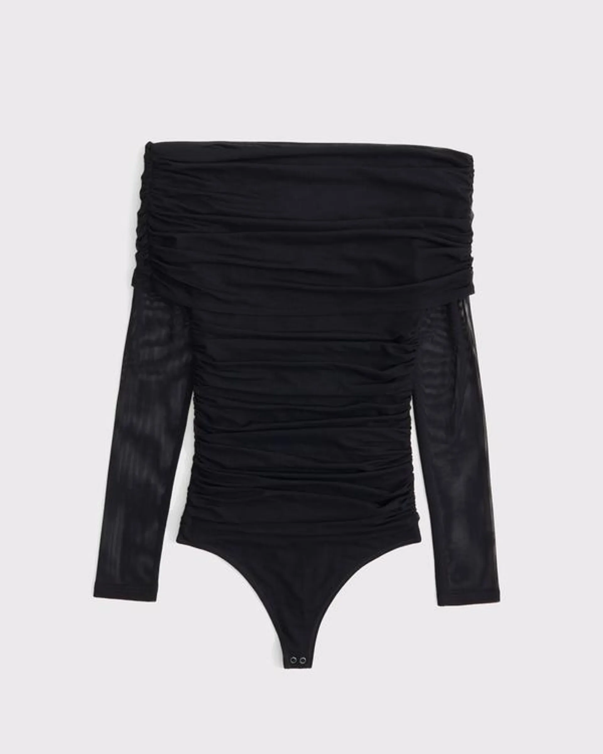 Long-Sleeve Mesh Foldover Bodysuit