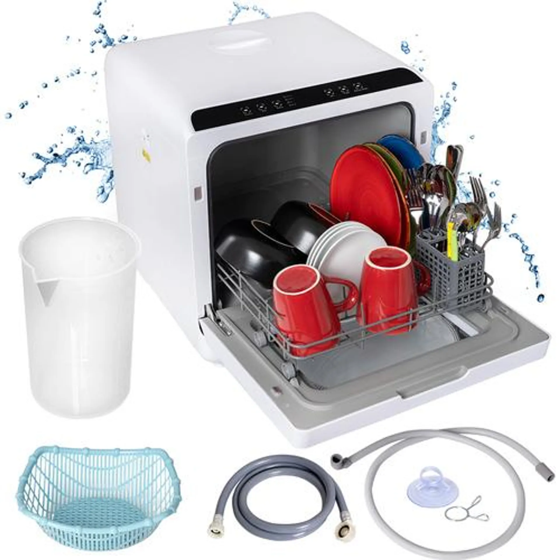 Deco Home Portable Countertop Dishwasher, 5 Cleaning Modes, Hot Water and Air Drying