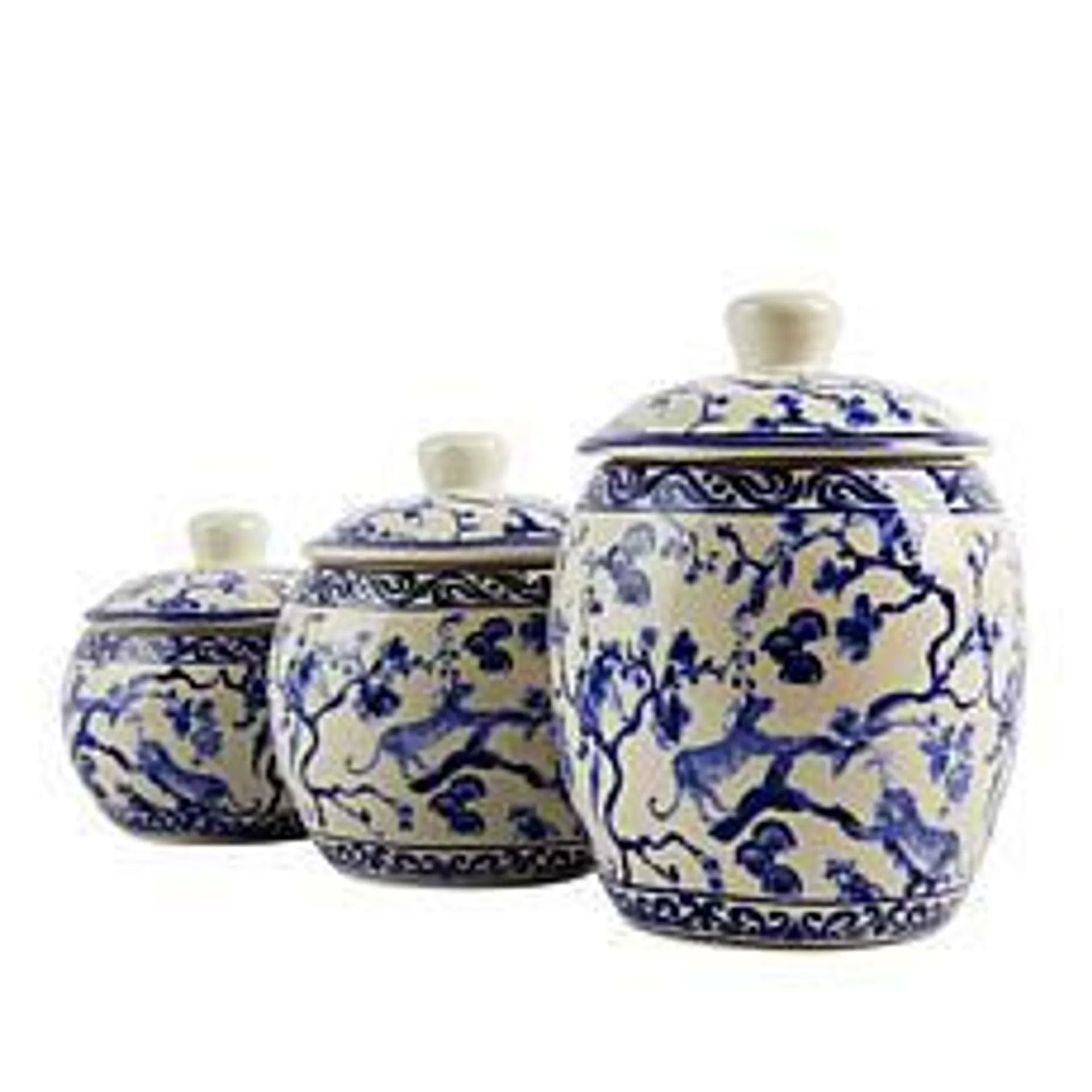 Patricia Altschul Set of 3 Ceramic Canister w/ Lids