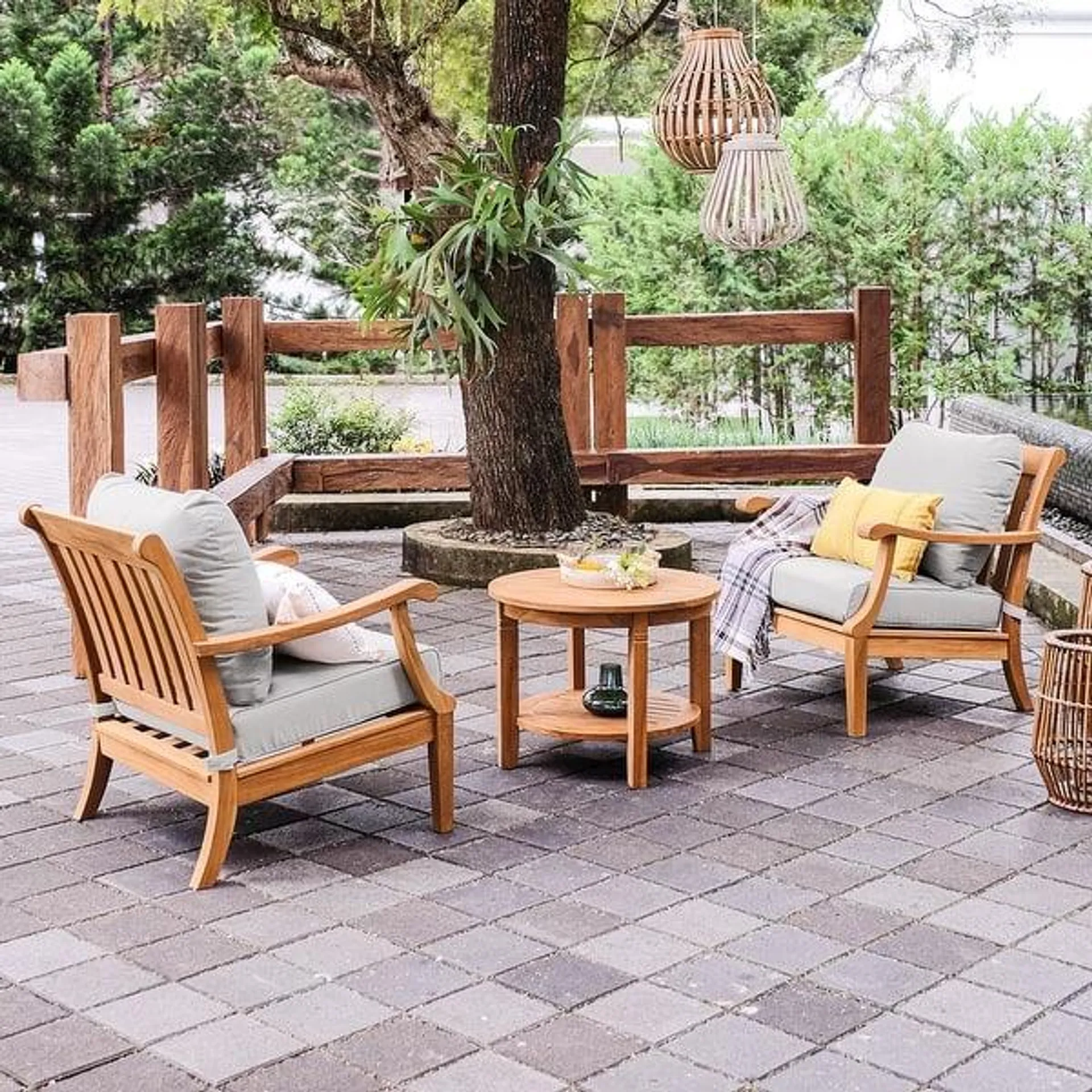 Cambridge Casual Robin 3-piece Teak Wood Patio Chat Set