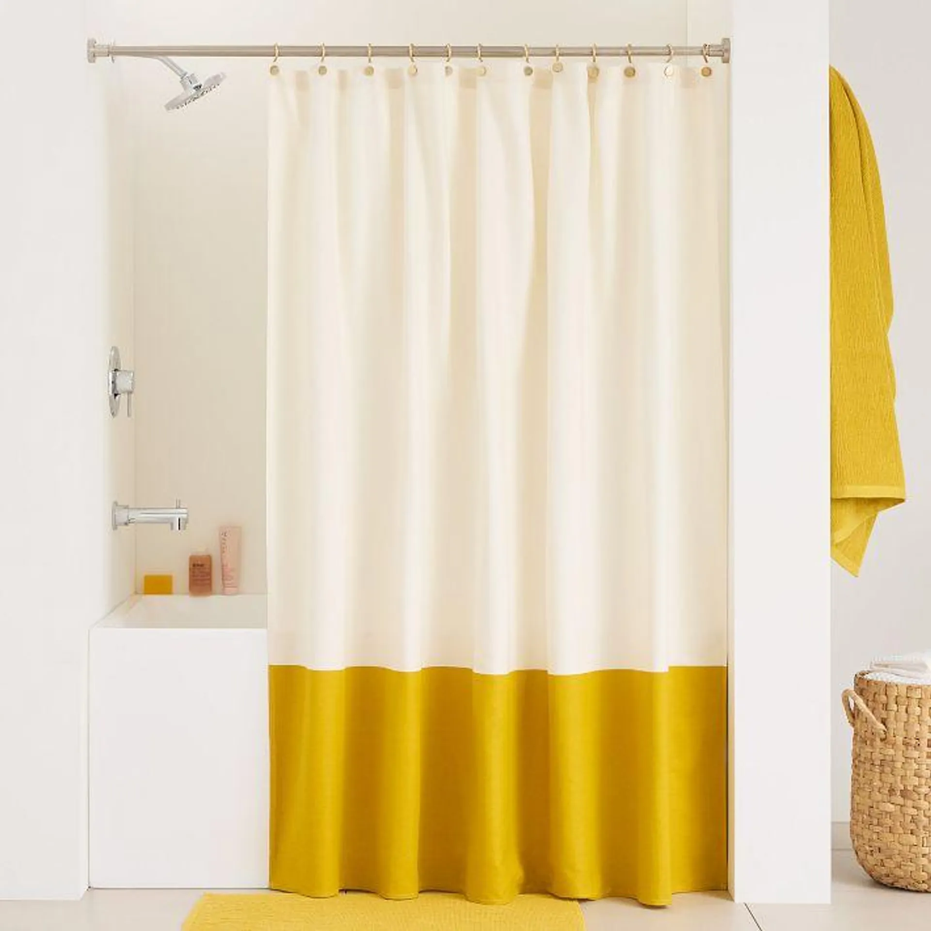 Colorblock Canvas Shower Curtain