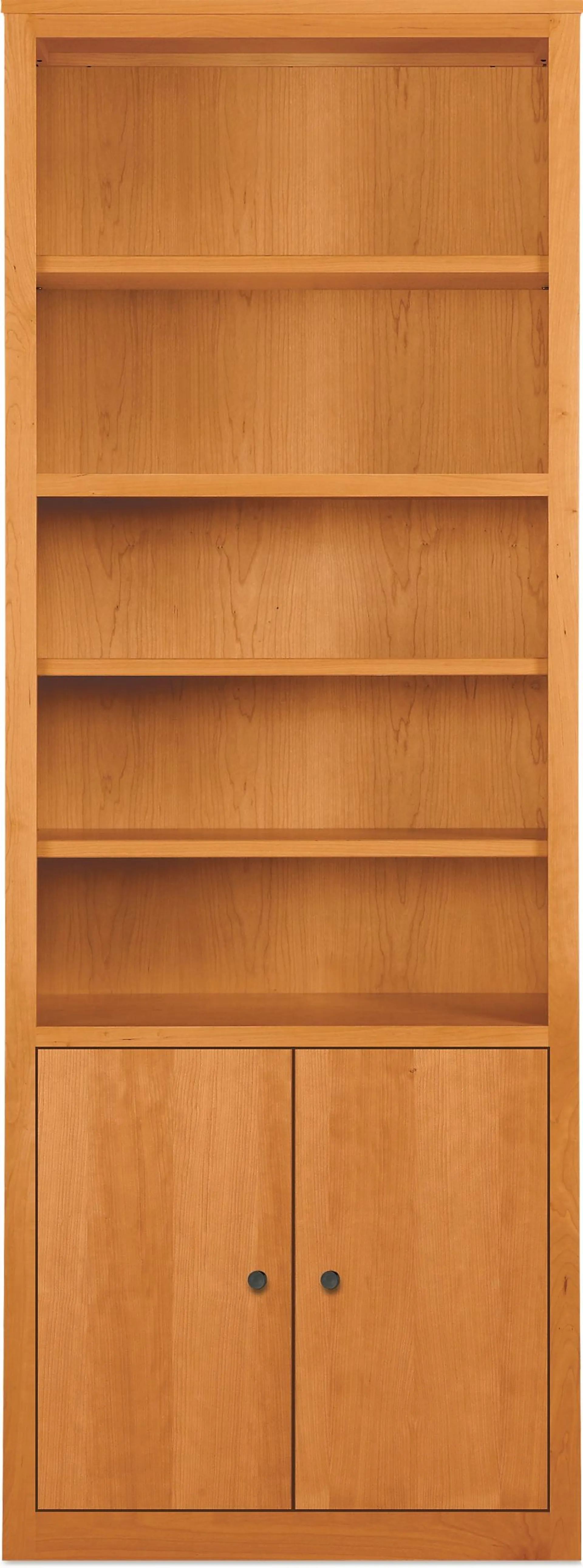 Woodwind 32w 17d 86h Bookcase with Doors in Cherry with Natural Steel