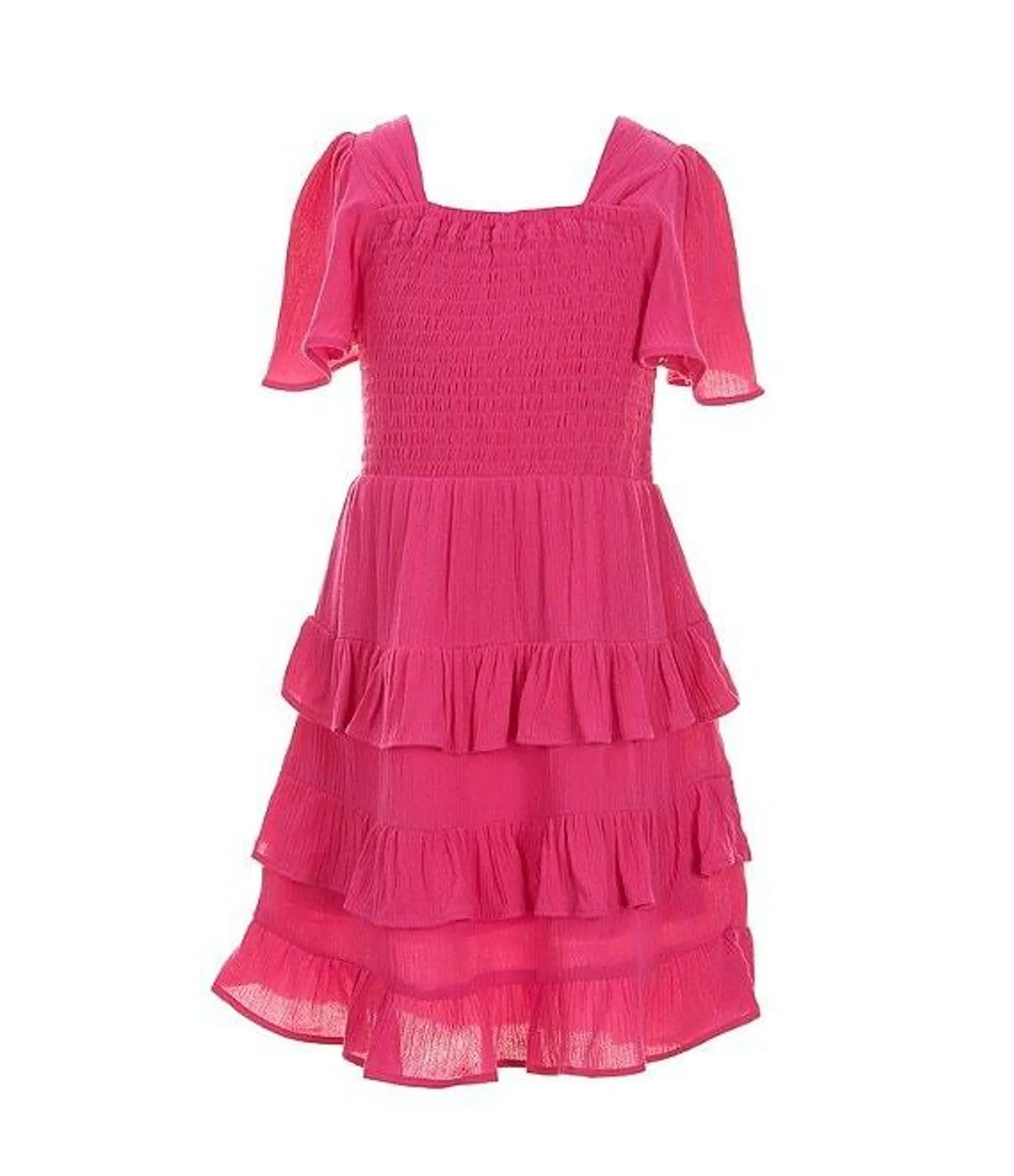 Little Girls 2T-6X Short Sleeve Smocked Tiered Dress