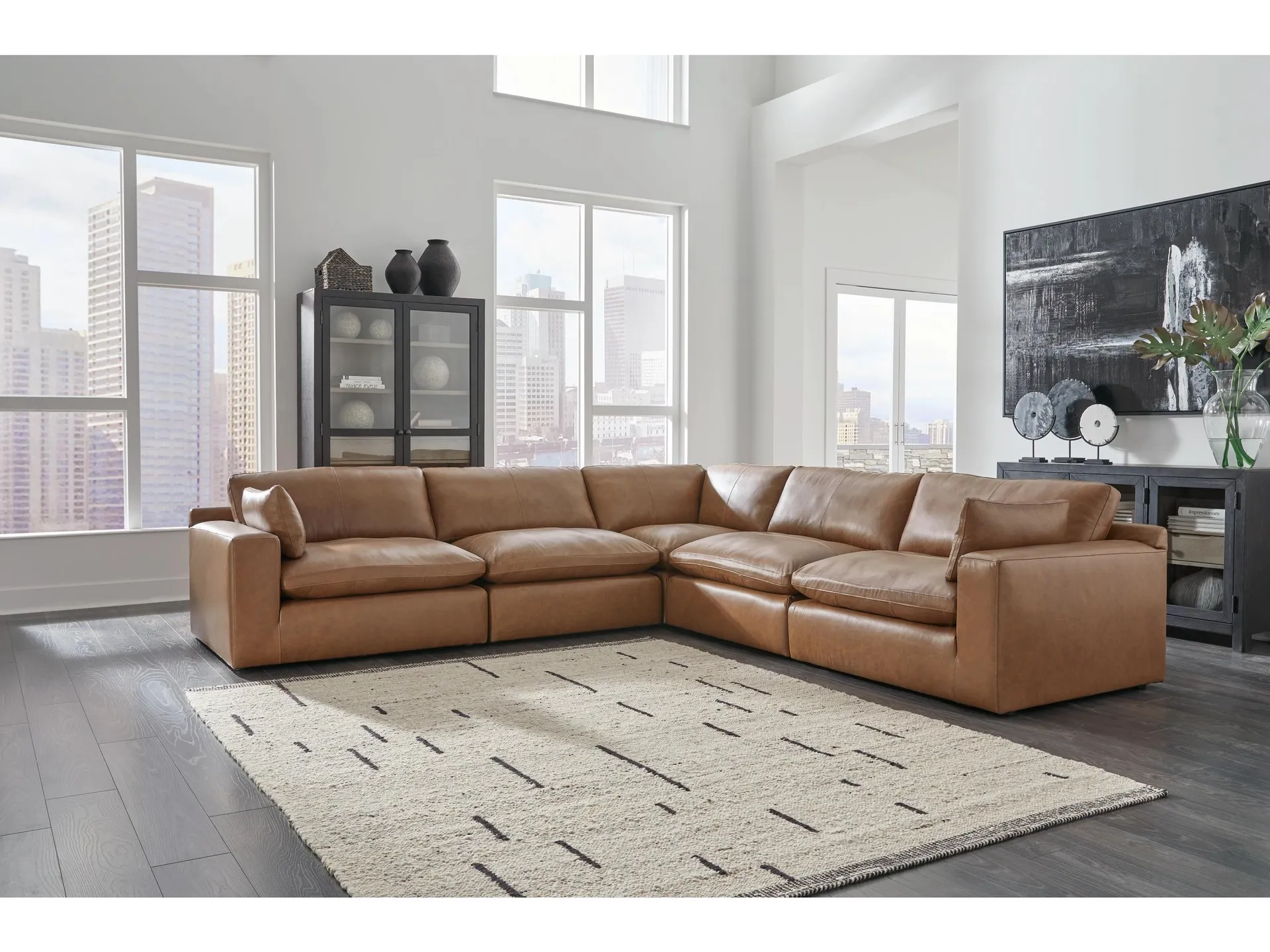 Emilia 5-Piece Leather Modular Sectional