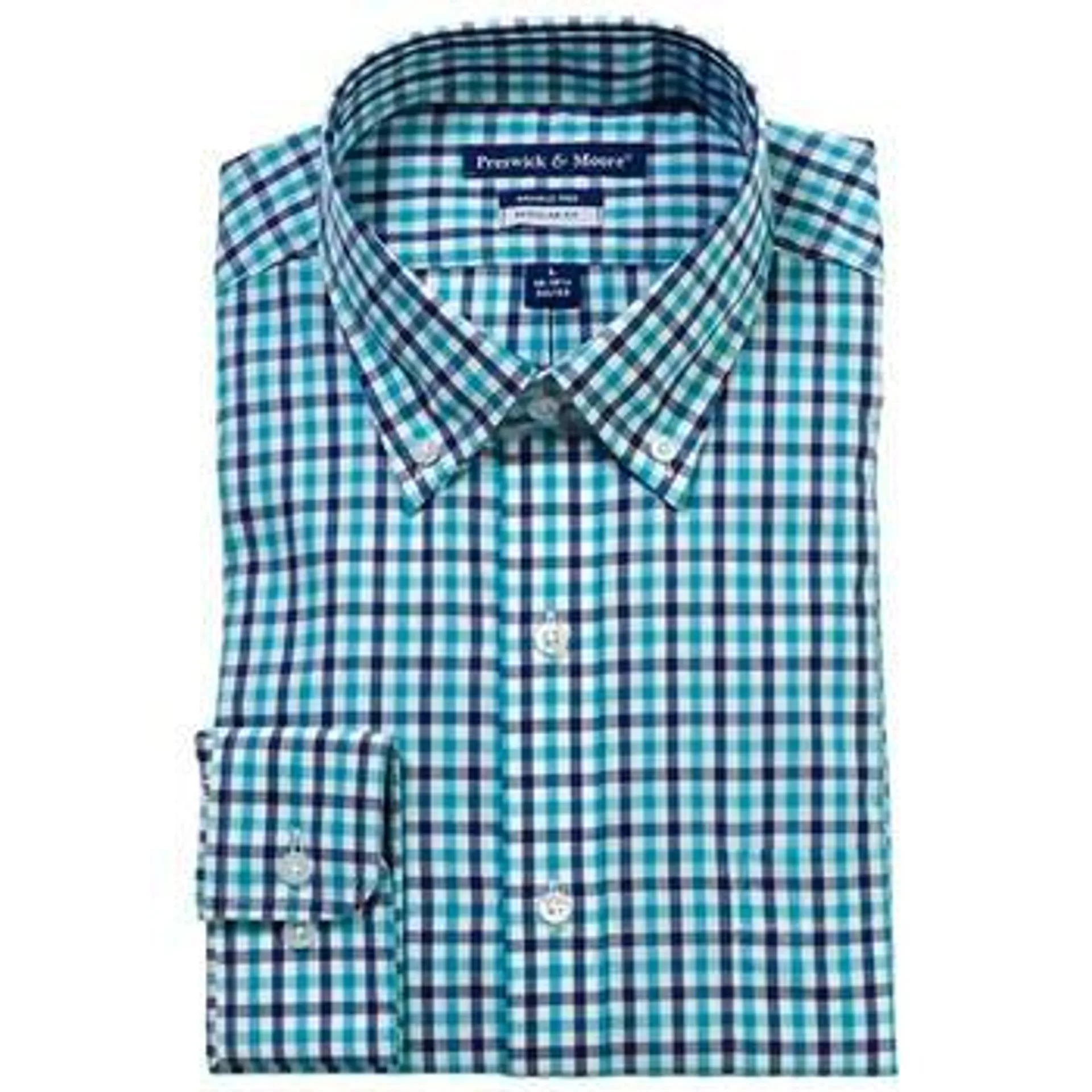 Mens Preswick & Moore Regular Fit Dress Shirt-Navy/Ceramic